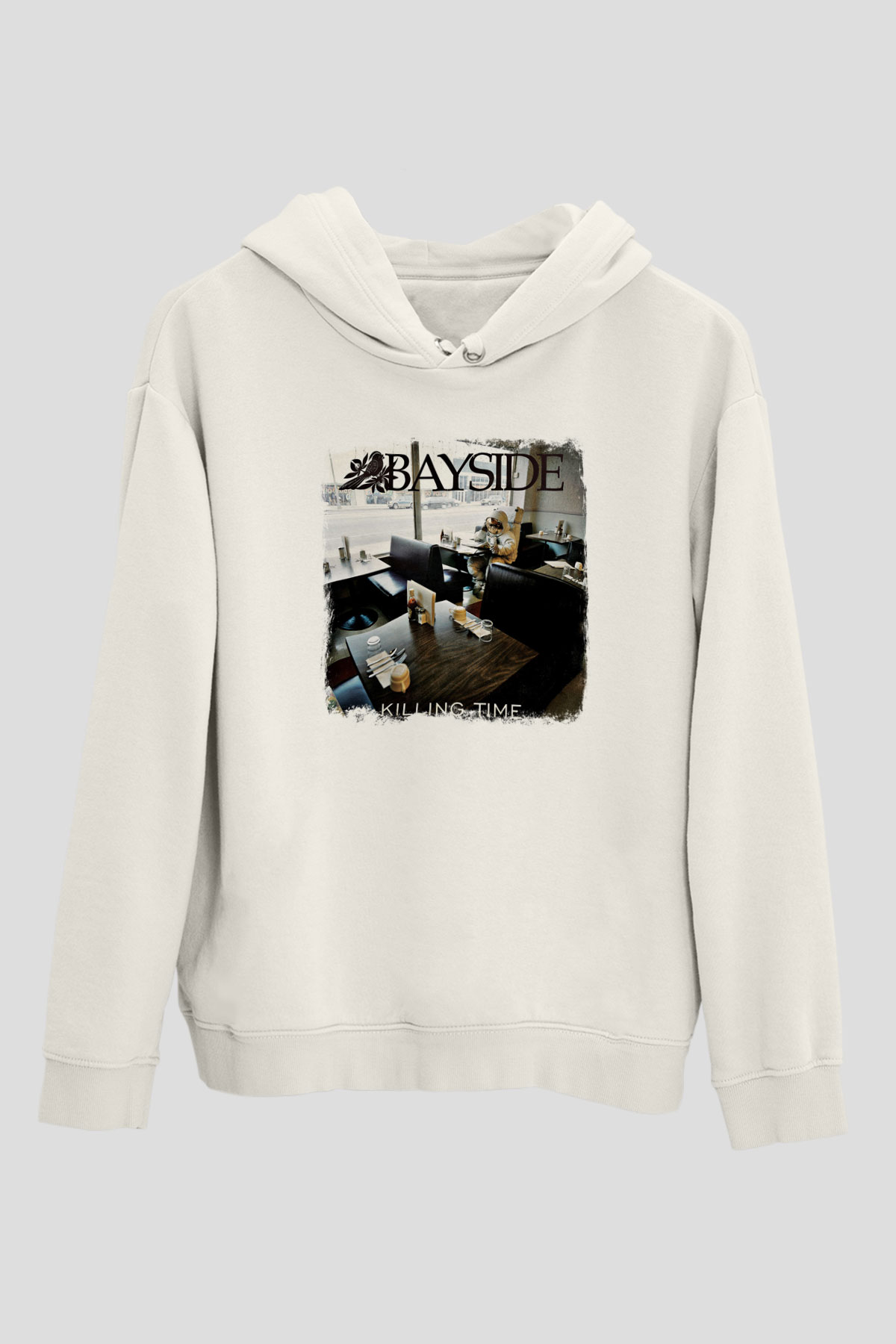 Bayside Baskılı Unisex Beyaz Hoodie