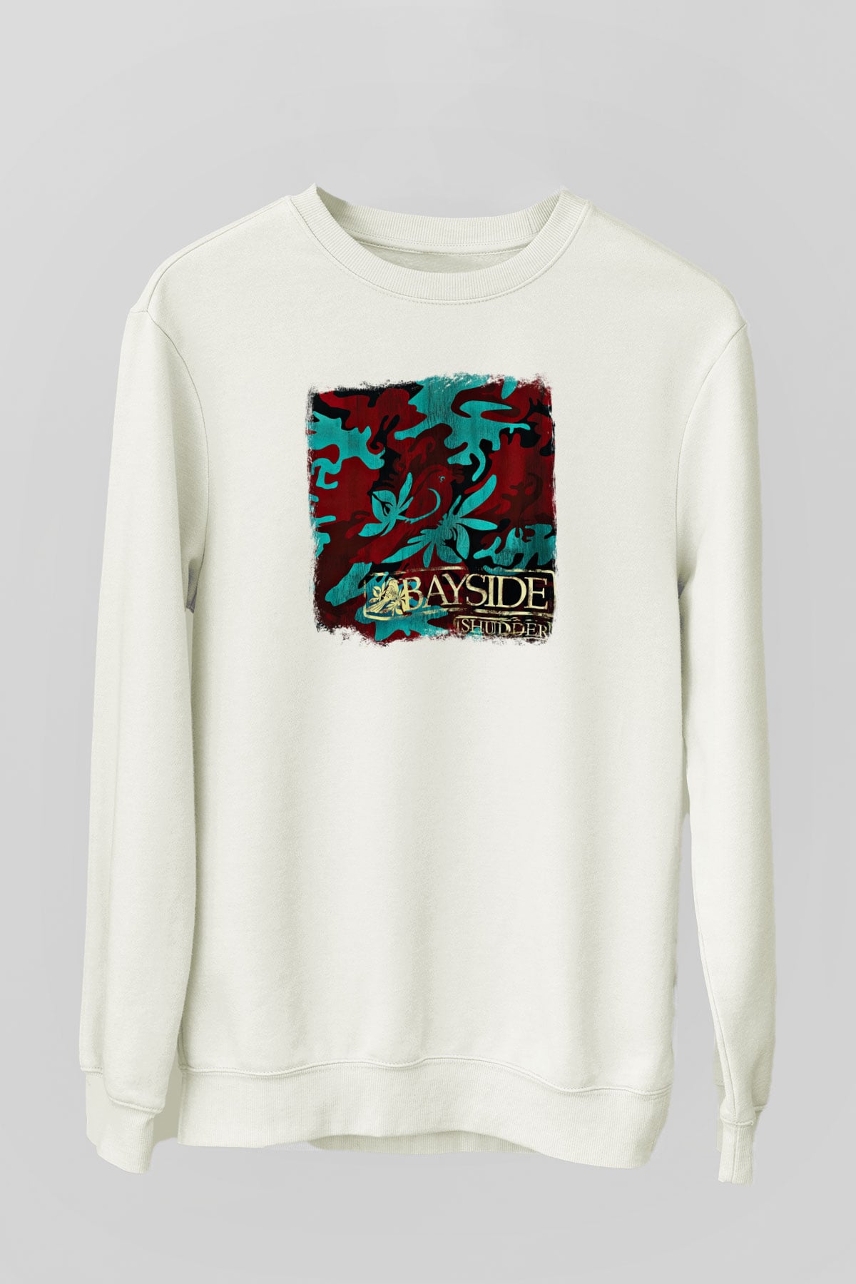 Bayside Baskılı Unisex Beyaz Sweatshirt