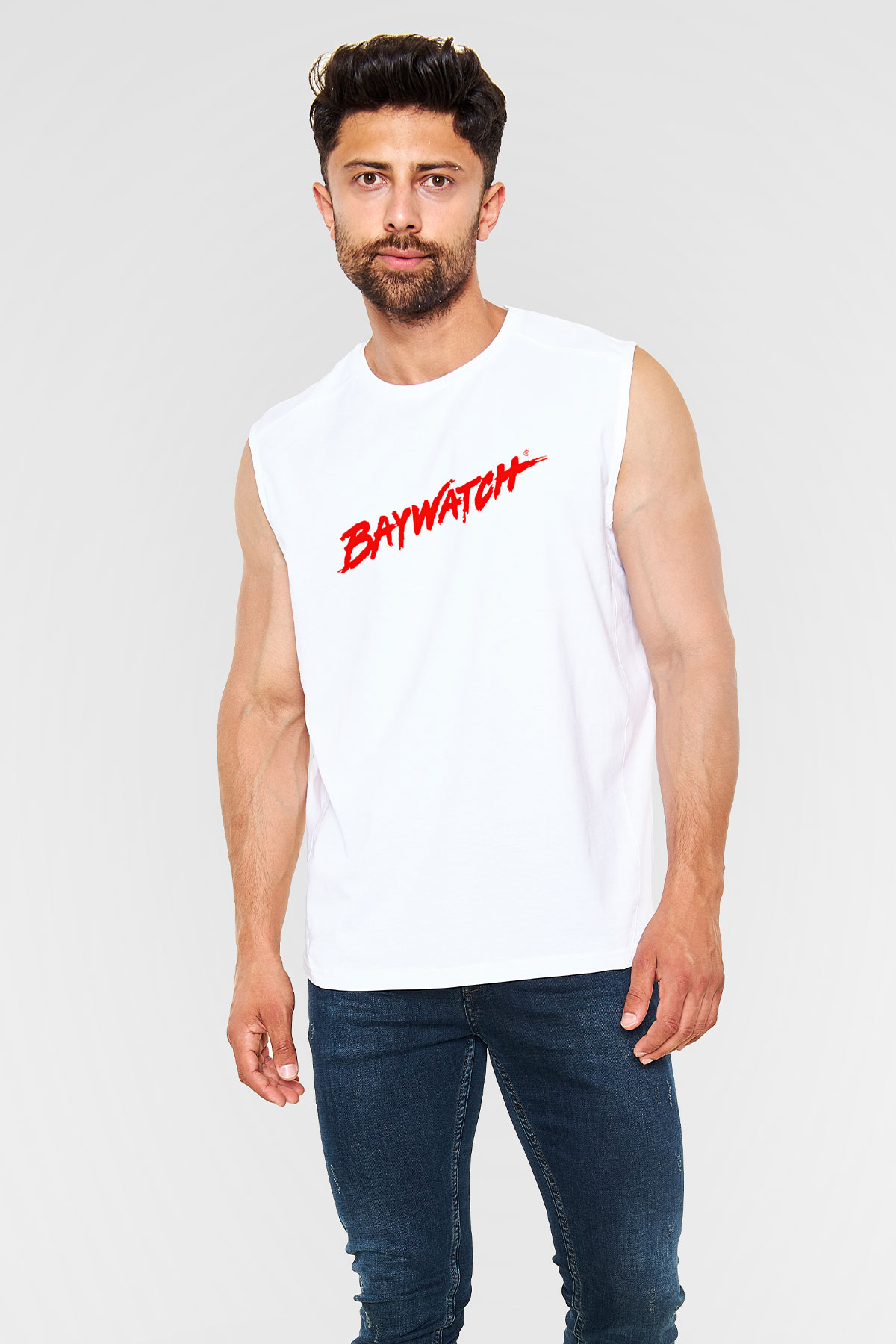 Baywatch Beyaz Unisex Kolsuz Tişört