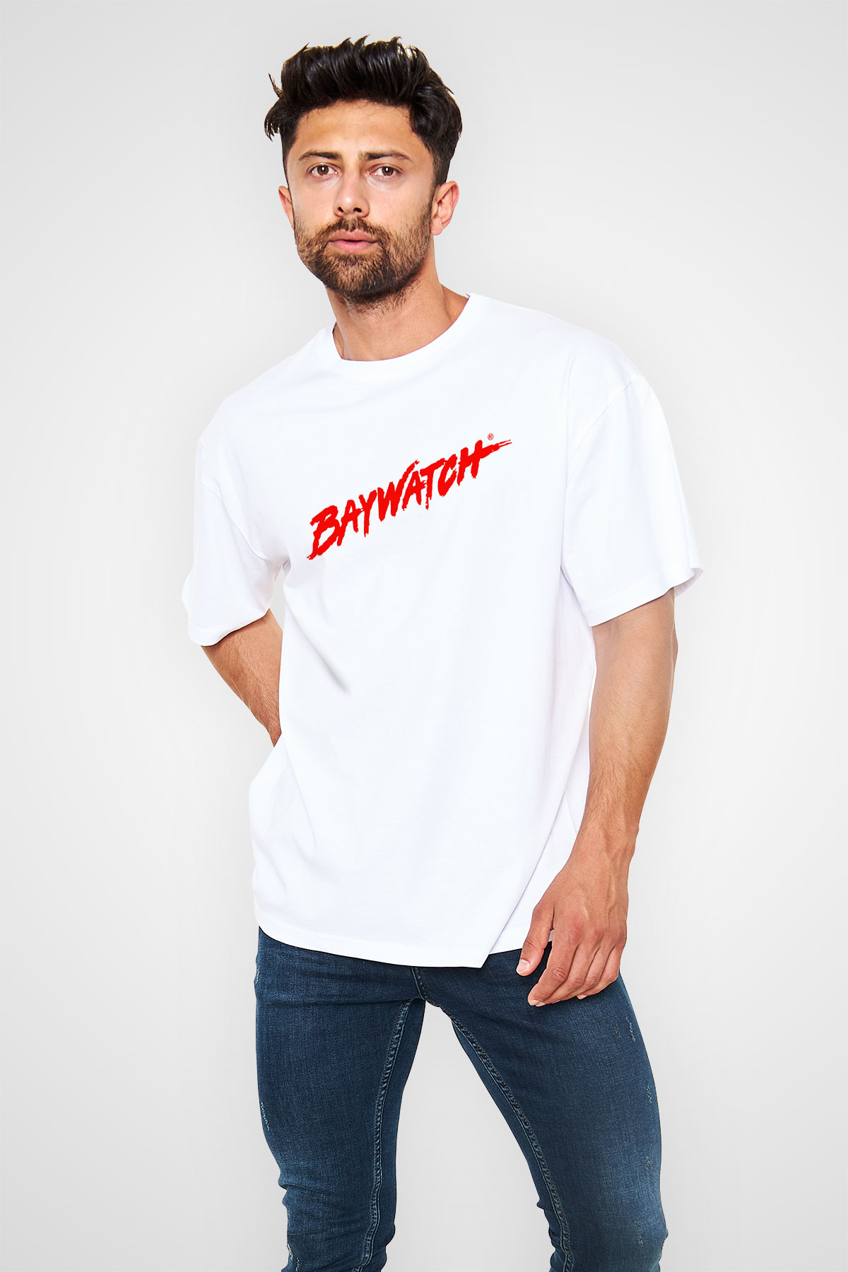 Baywatch Beyaz Unisex Oversize Tişört T-Shirt