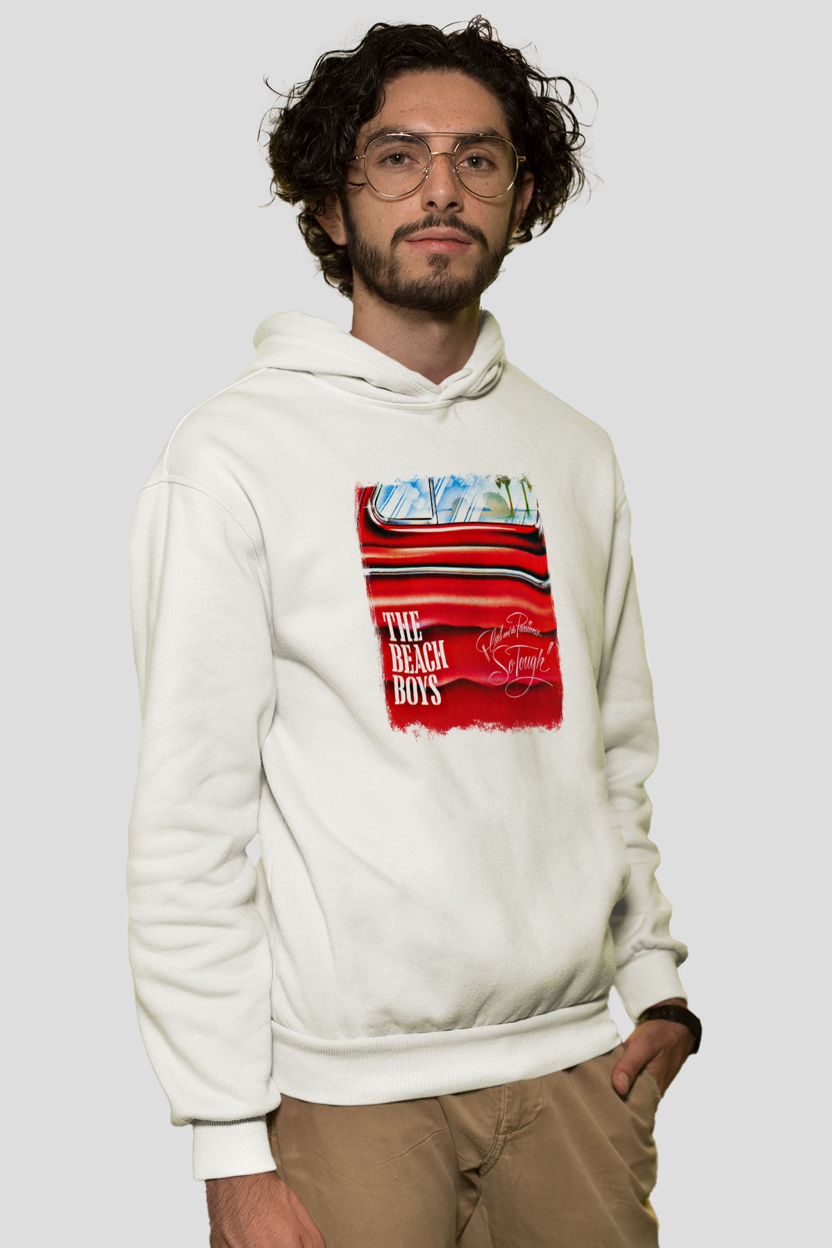 Beach Boys Baskılı Unisex Beyaz Hoodie