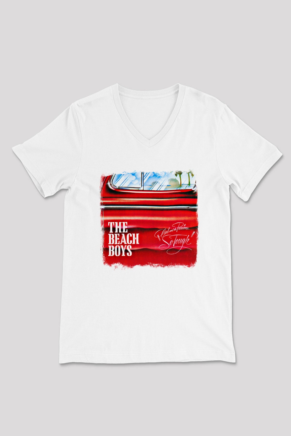 Beach Boys Baskılı Unisex Beyaz V Yaka Tişört