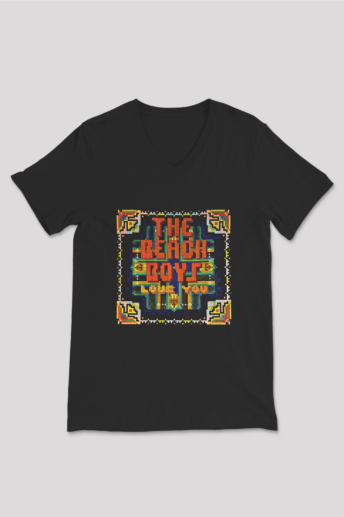 Beach Boys Baskılı Unisex Siyah V Yaka Tişört