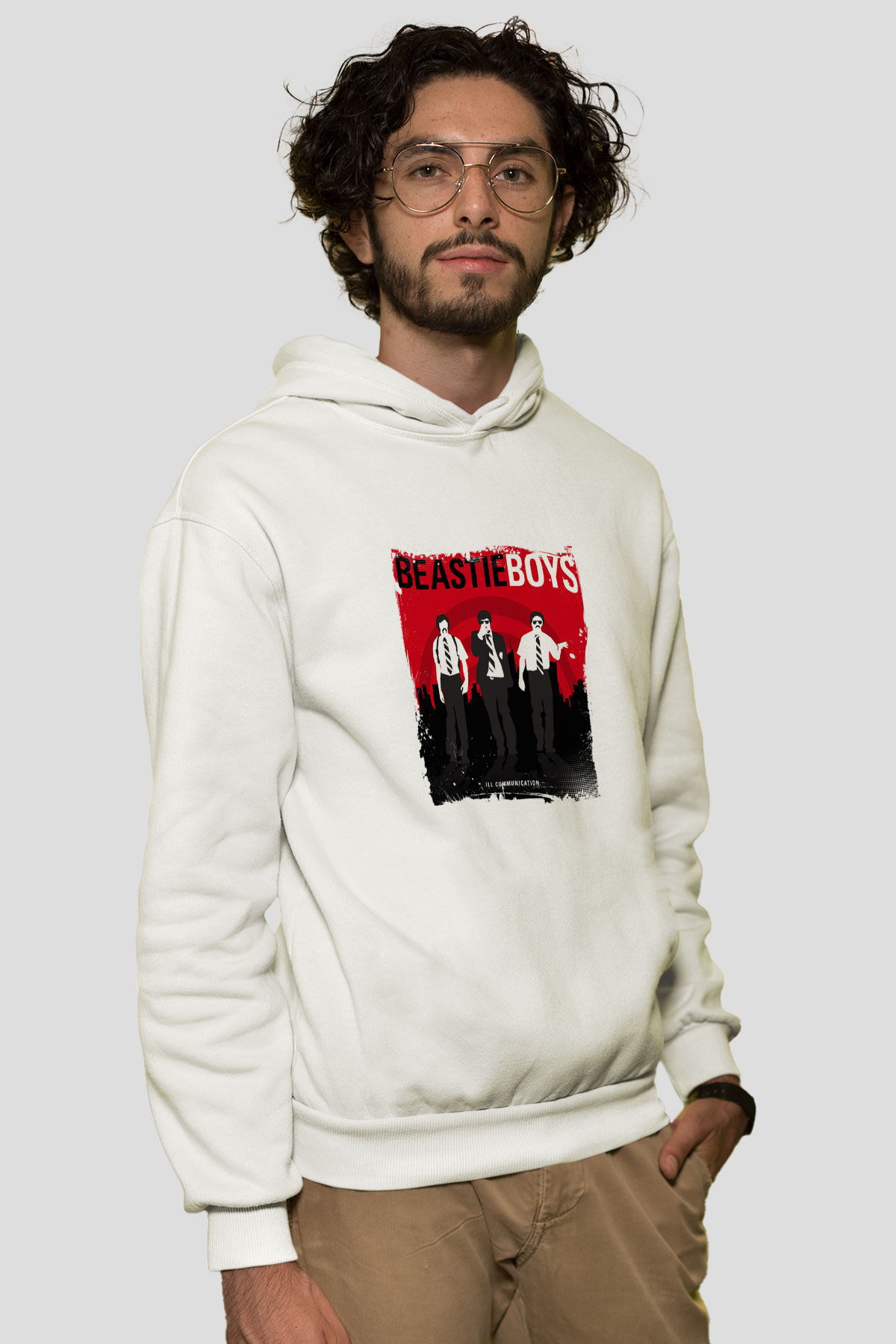 Beastie Boys Baskılı Unisex Beyaz Hoodie