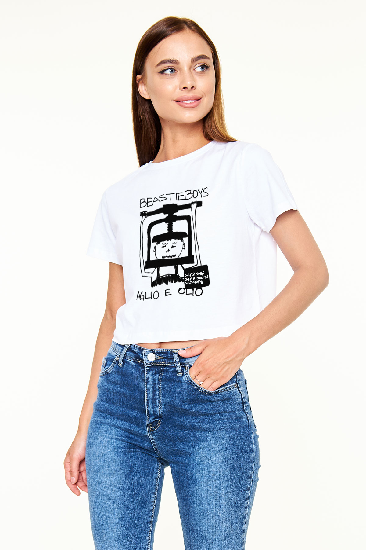 Beastie Boys Beyaz Croptop Tişört