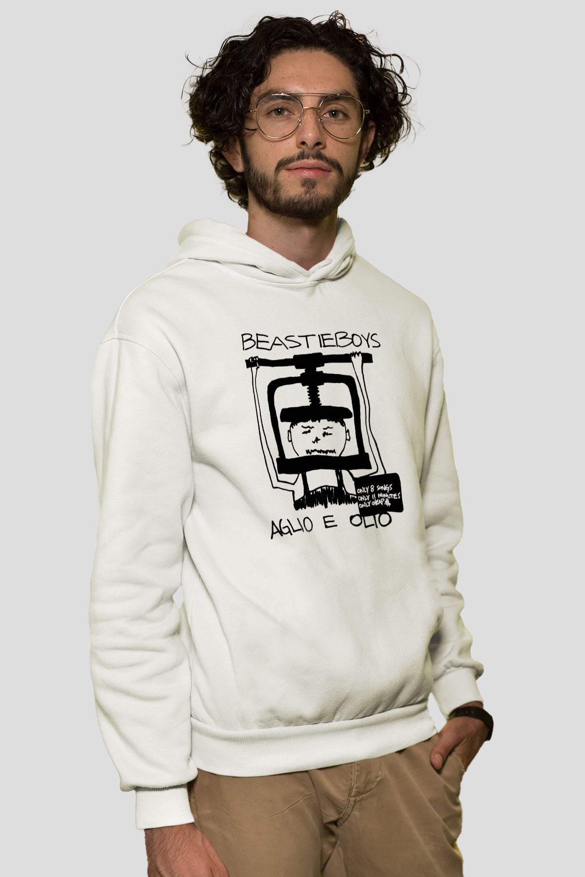 Beastie Boys Beyaz Unisex Kapşonlu Sweatshirt