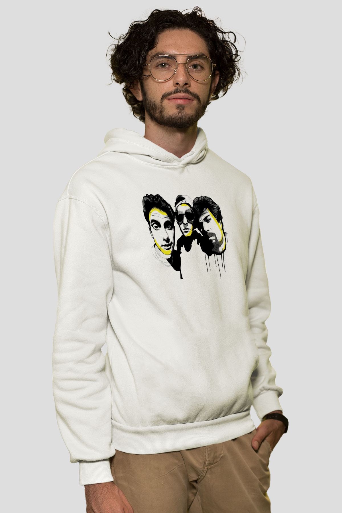 Beastie Boys Beyaz Unisex Kapşonlu Sweatshirt