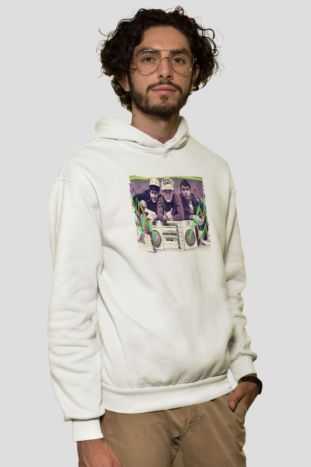 Beastie Boys Beyaz Unisex Kapüşonlu Sweatshirt