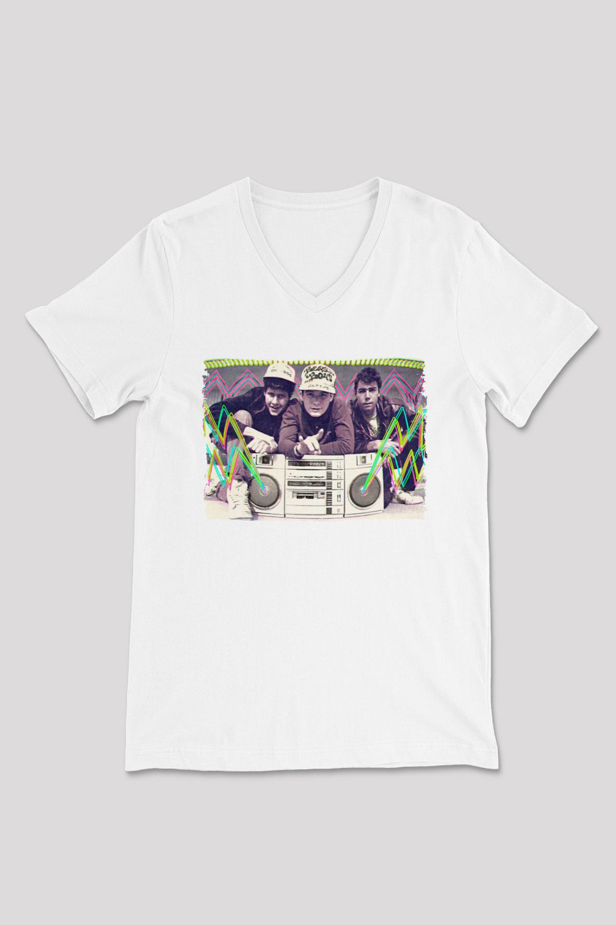 Beastie Boys Beyaz Unisex V Yaka Tişört