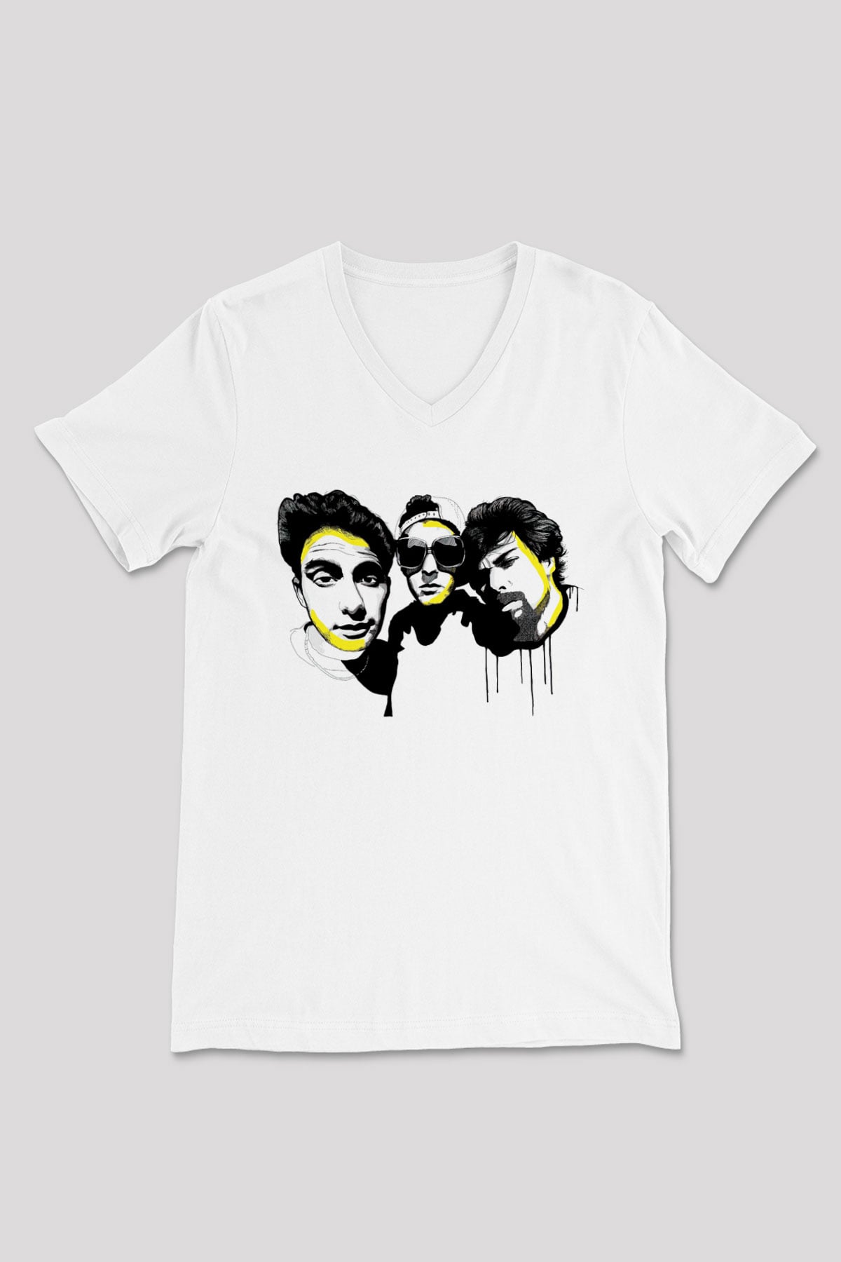 Beastie Boys Beyaz Unisex V Yaka Tişört T-Shirt