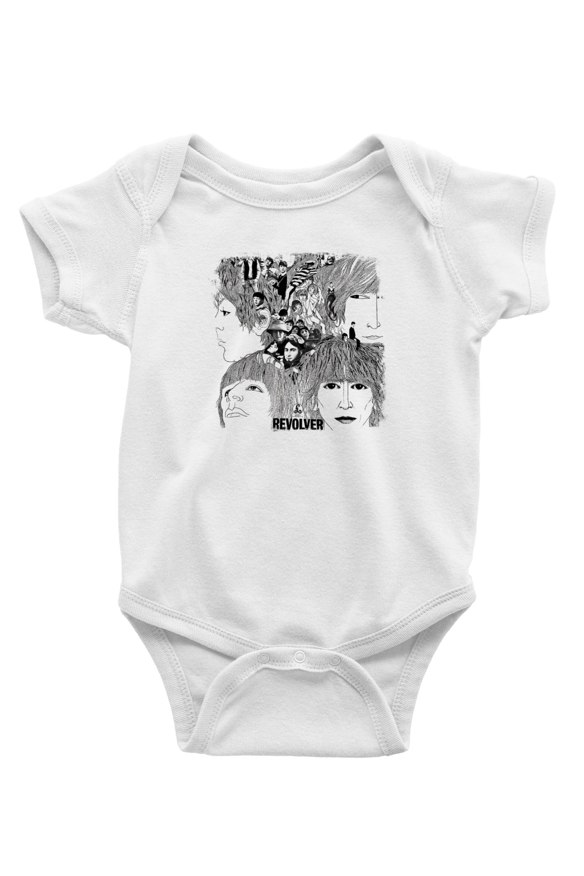 Beatles Baskılı Unisex Beyaz Bebek Body - Zıbın
