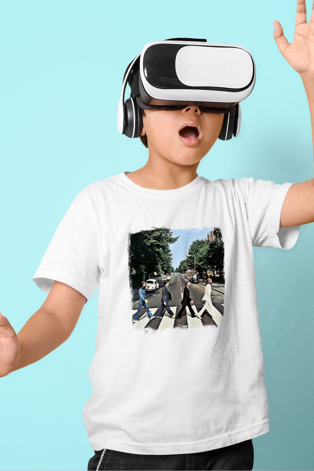 Beatles Baskılı Unisex Beyaz Çocuk Tişört