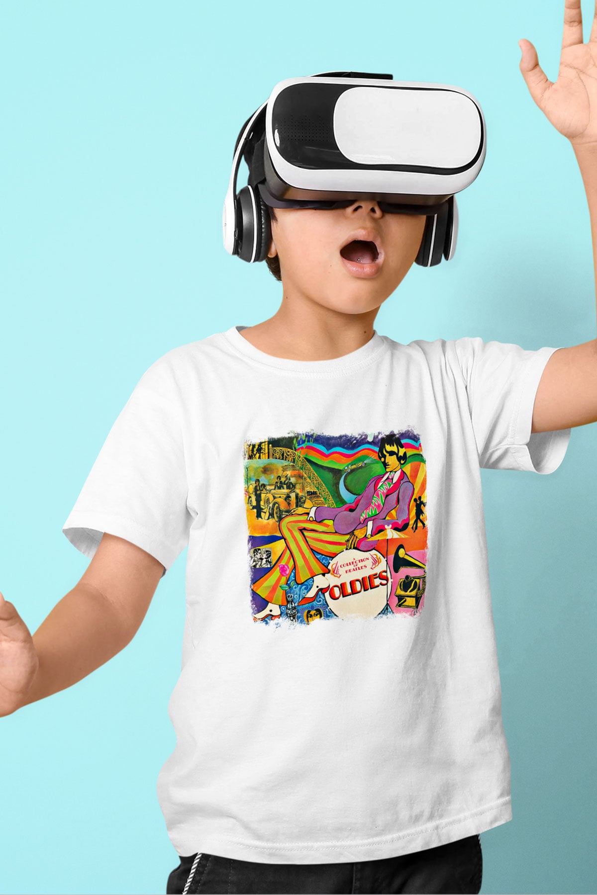 Beatles Baskılı Unisex Beyaz Çocuk Tişört