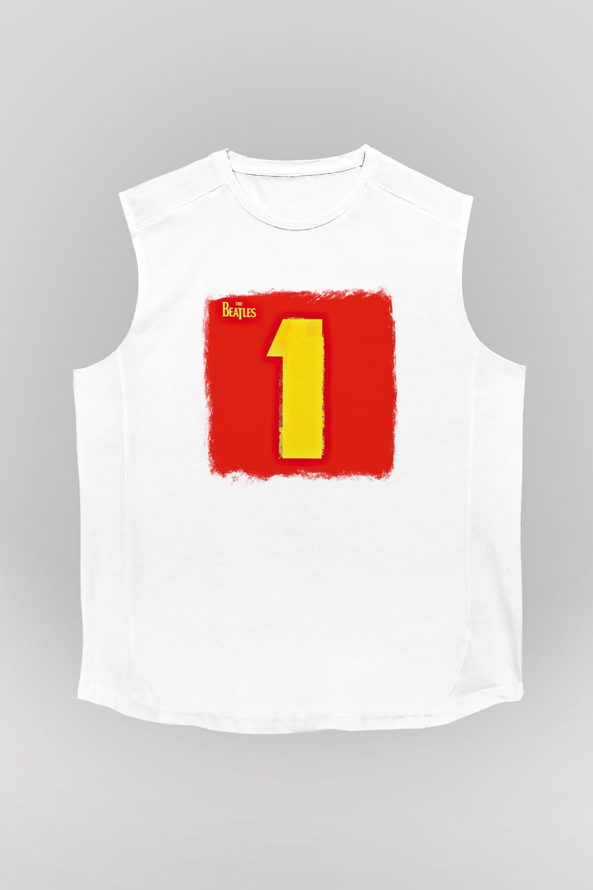 Beatles Baskılı Unisex Beyaz Kolsuz Tişört