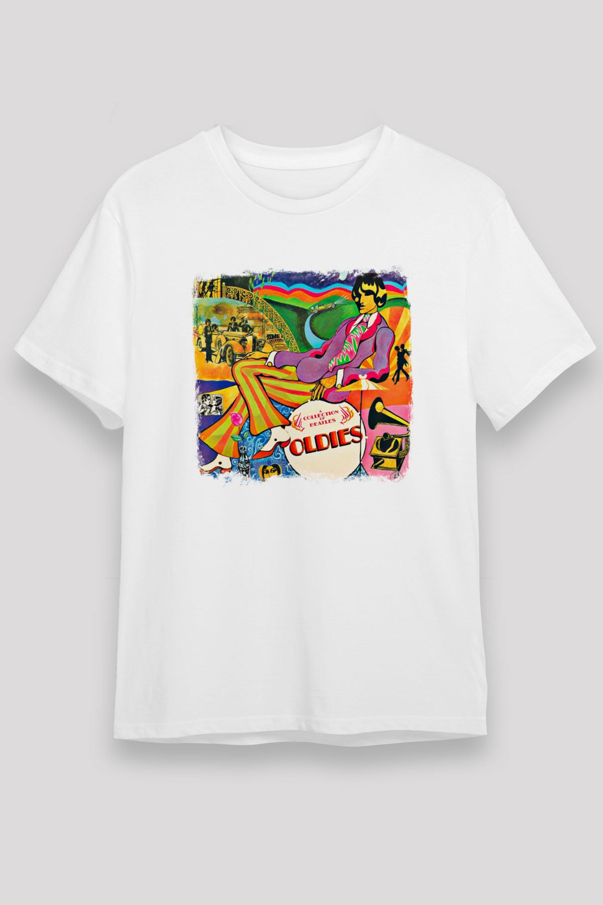 Beatles Baskılı Unisex Beyaz Tişört