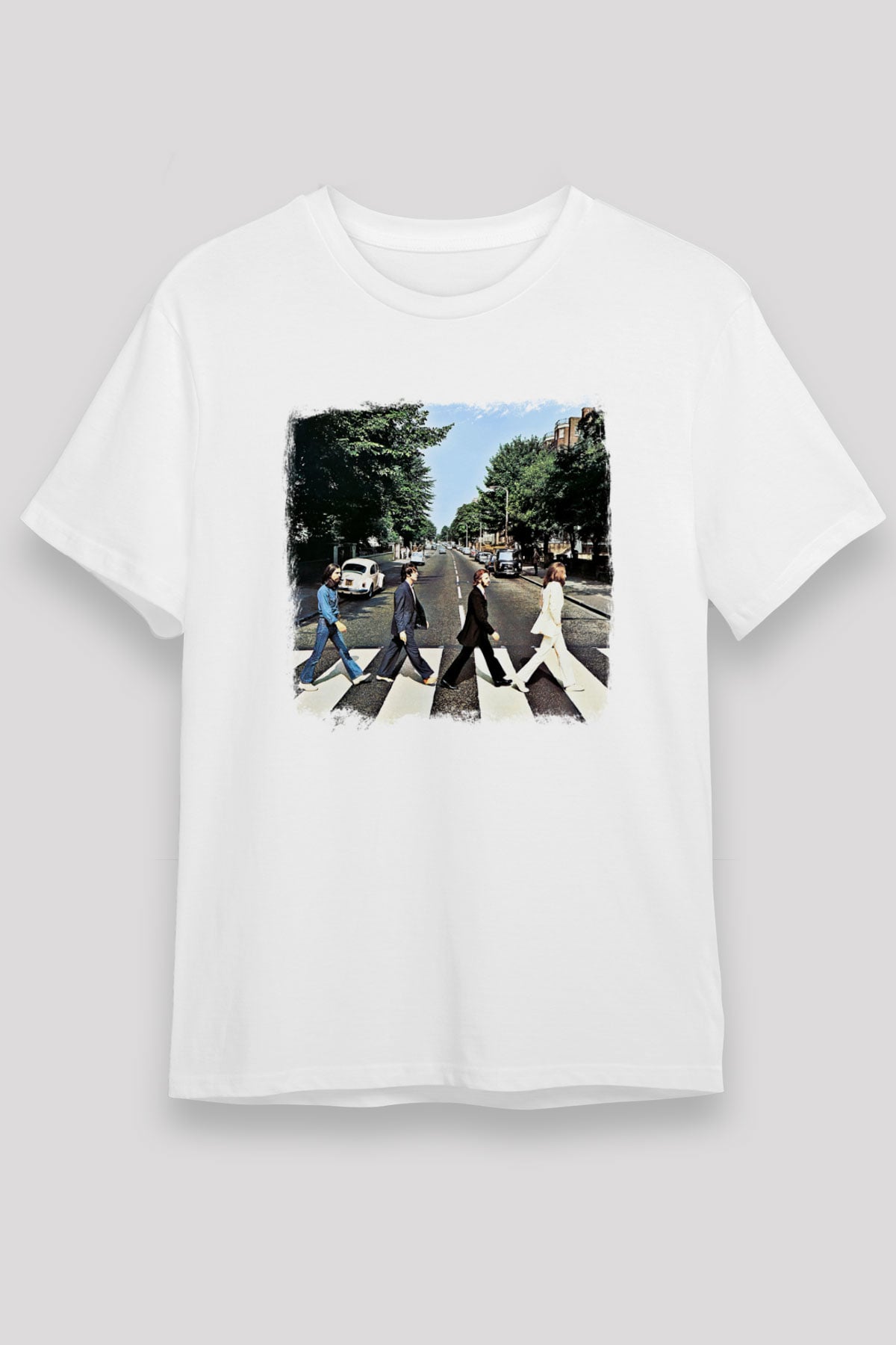 Beatles Baskılı Unisex Beyaz Tişört