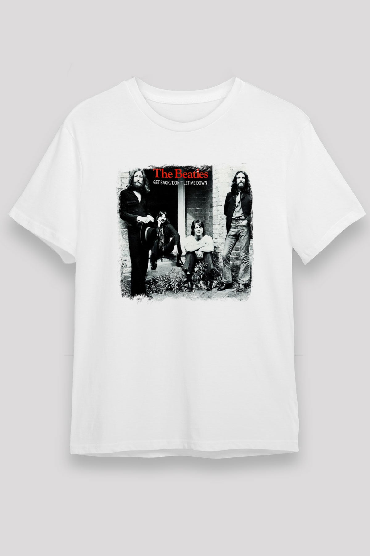 Beatles Baskılı Unisex Beyaz Tişört
