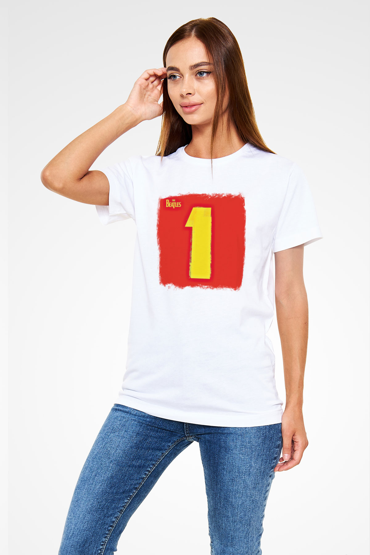 Beatles Baskılı Unisex Beyaz Tişört