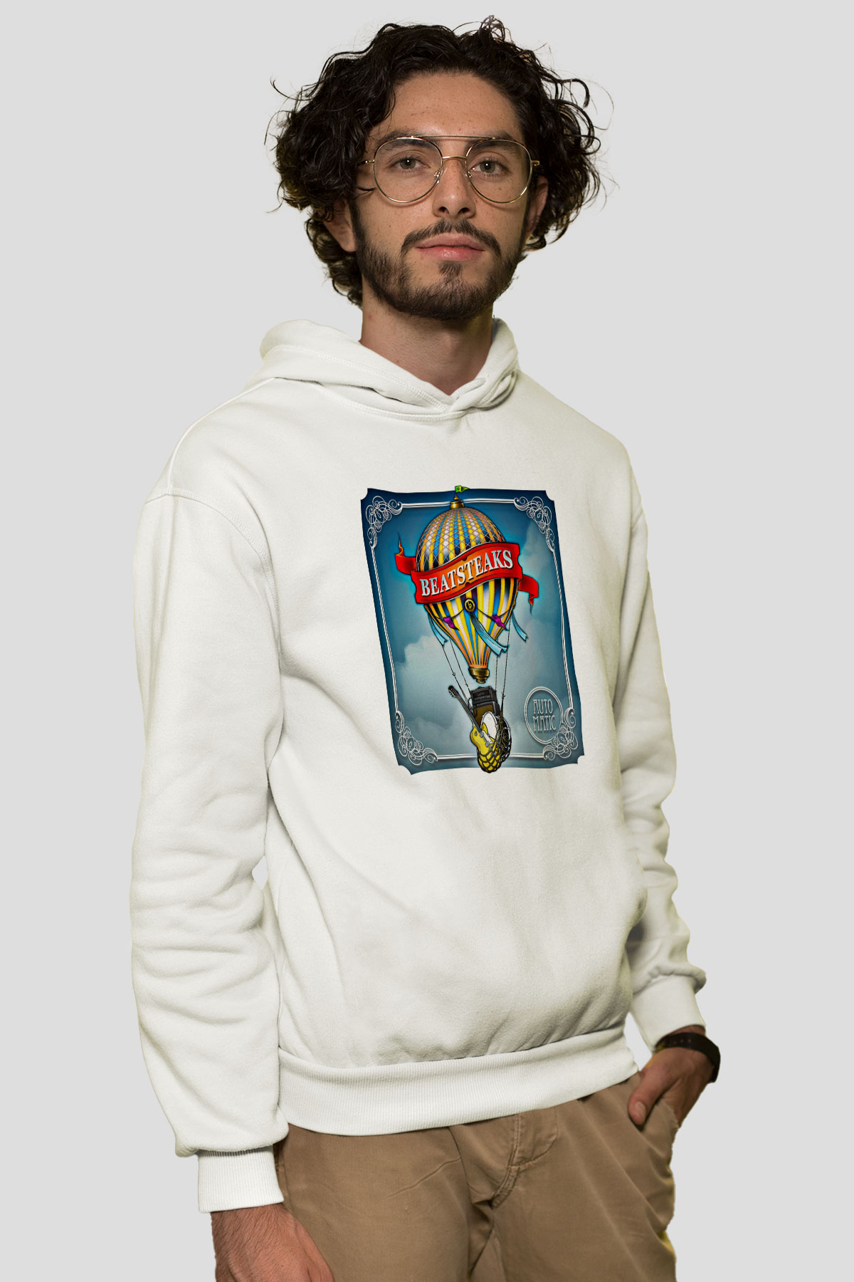 Beatsteaks Baskılı Unisex Beyaz Hoodie