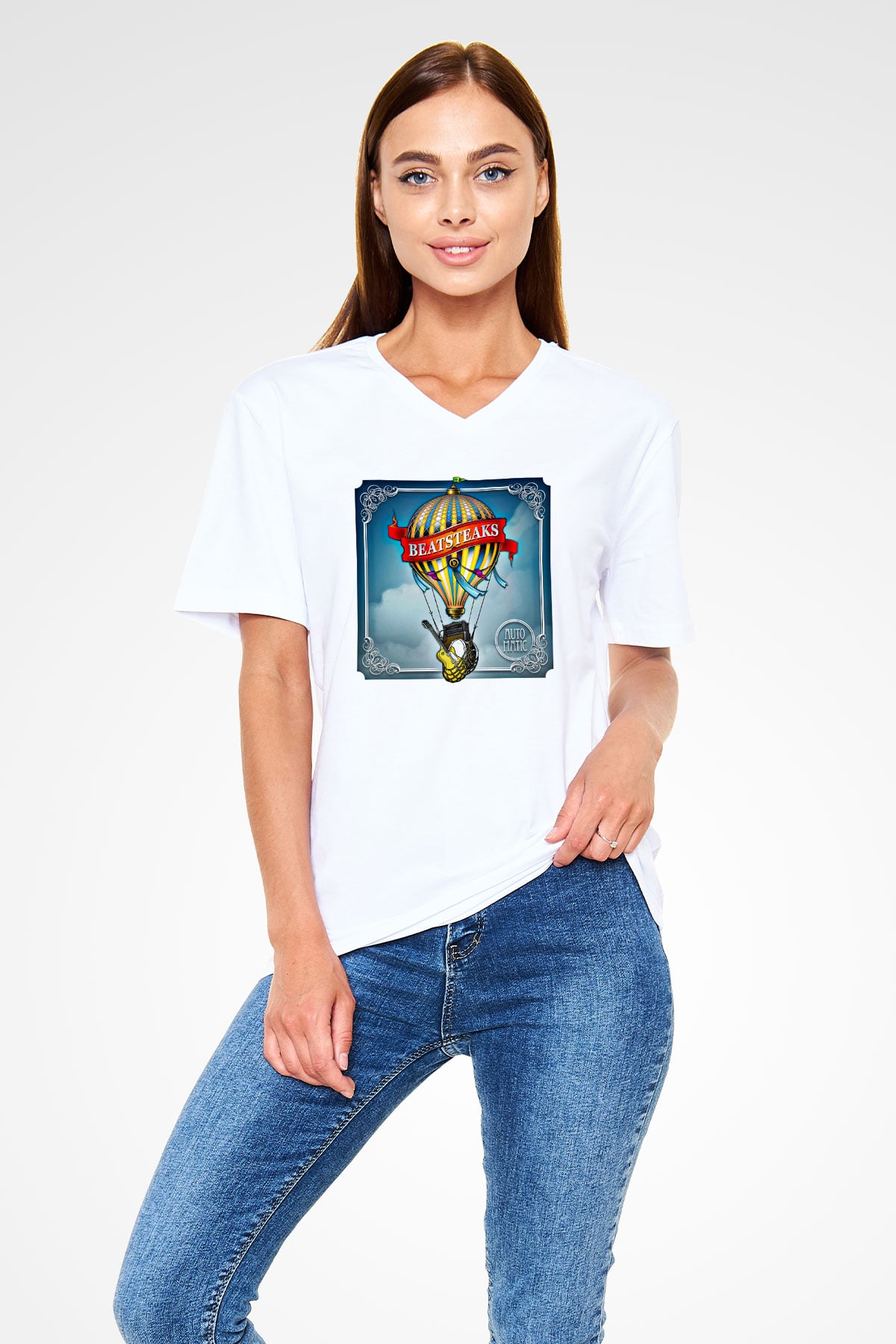 Beatsteaks Baskılı Unisex Beyaz V Yaka Tişört