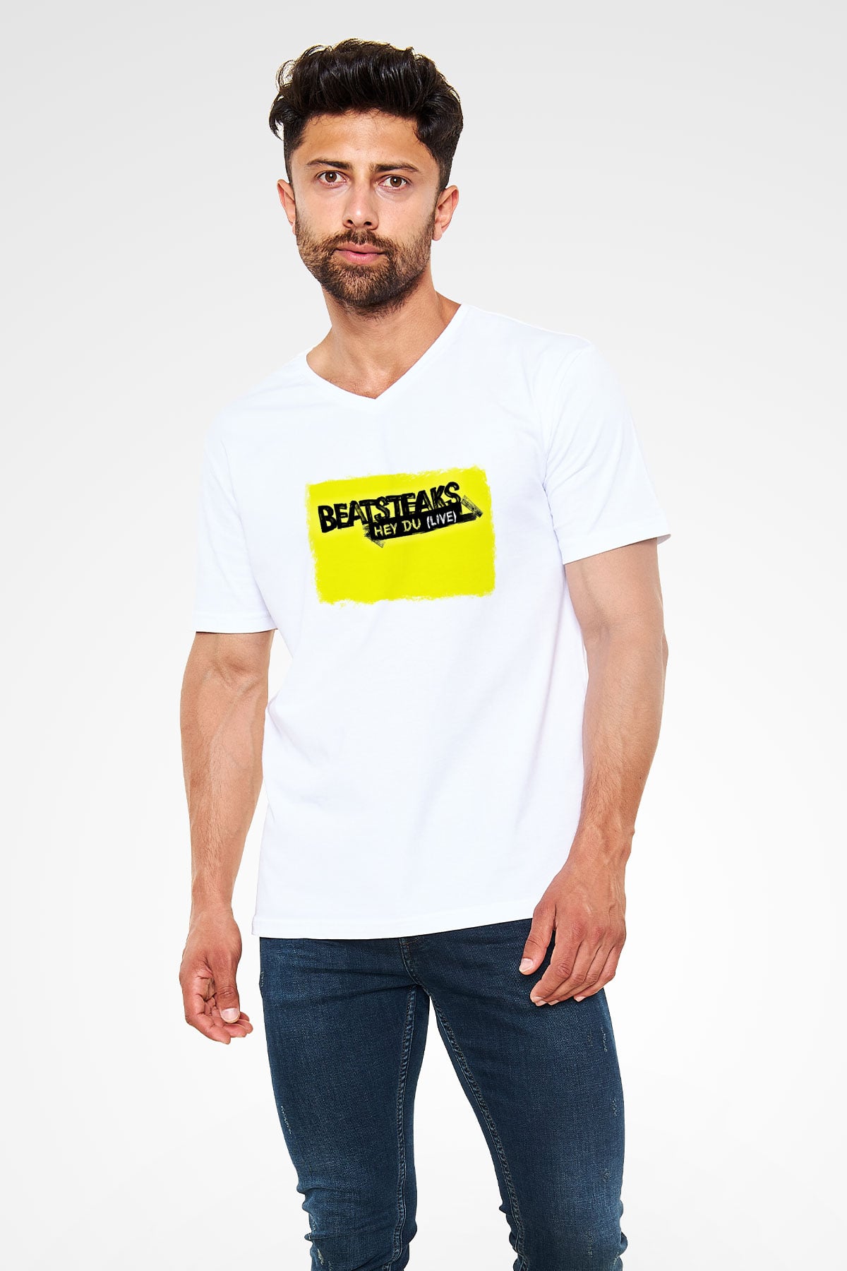 Beatsteaks Baskılı Unisex Beyaz V Yaka Tişört