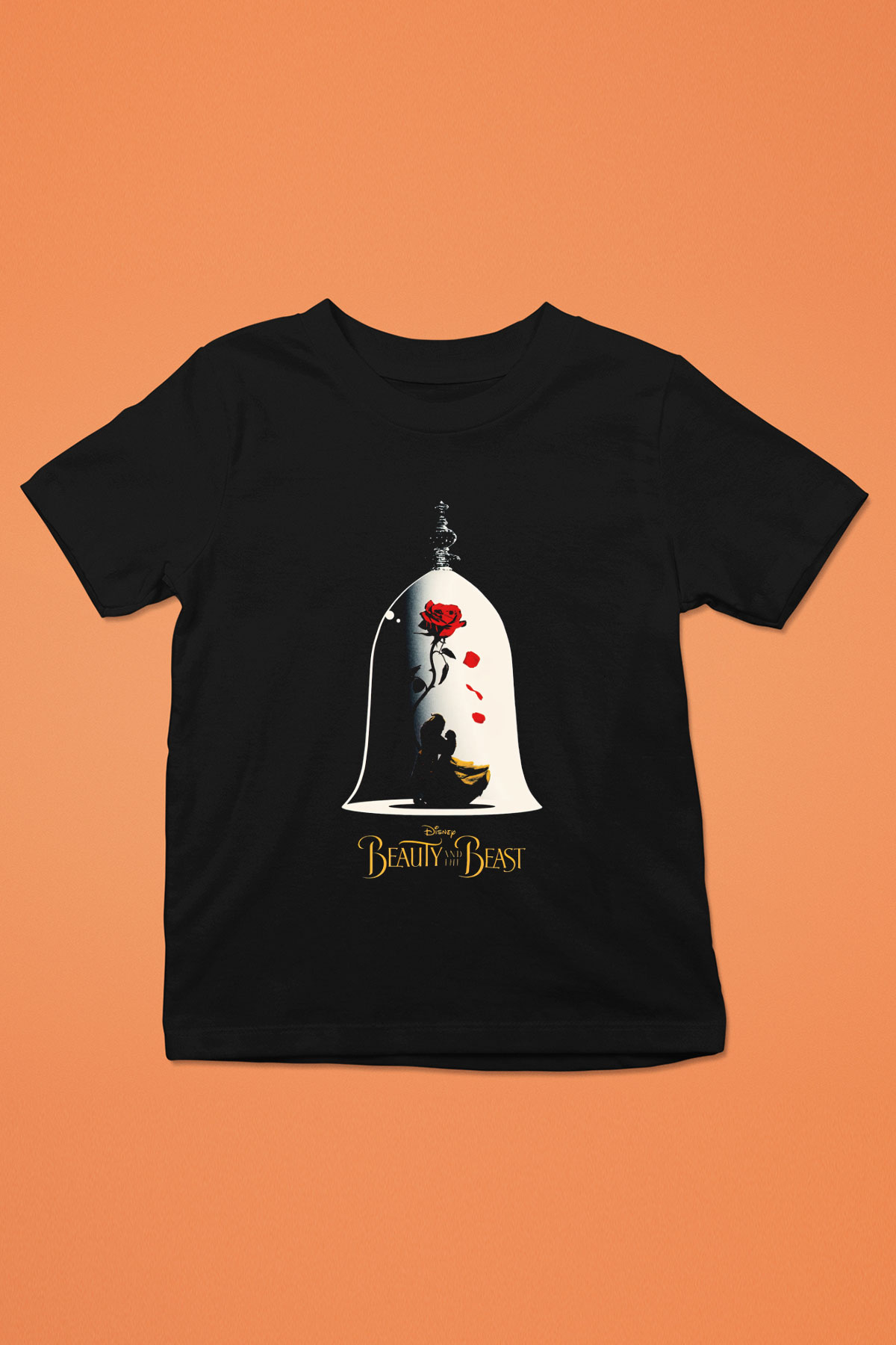 Beauty and the Beast Baskılı Siyah Unisex Çocuk Tişört