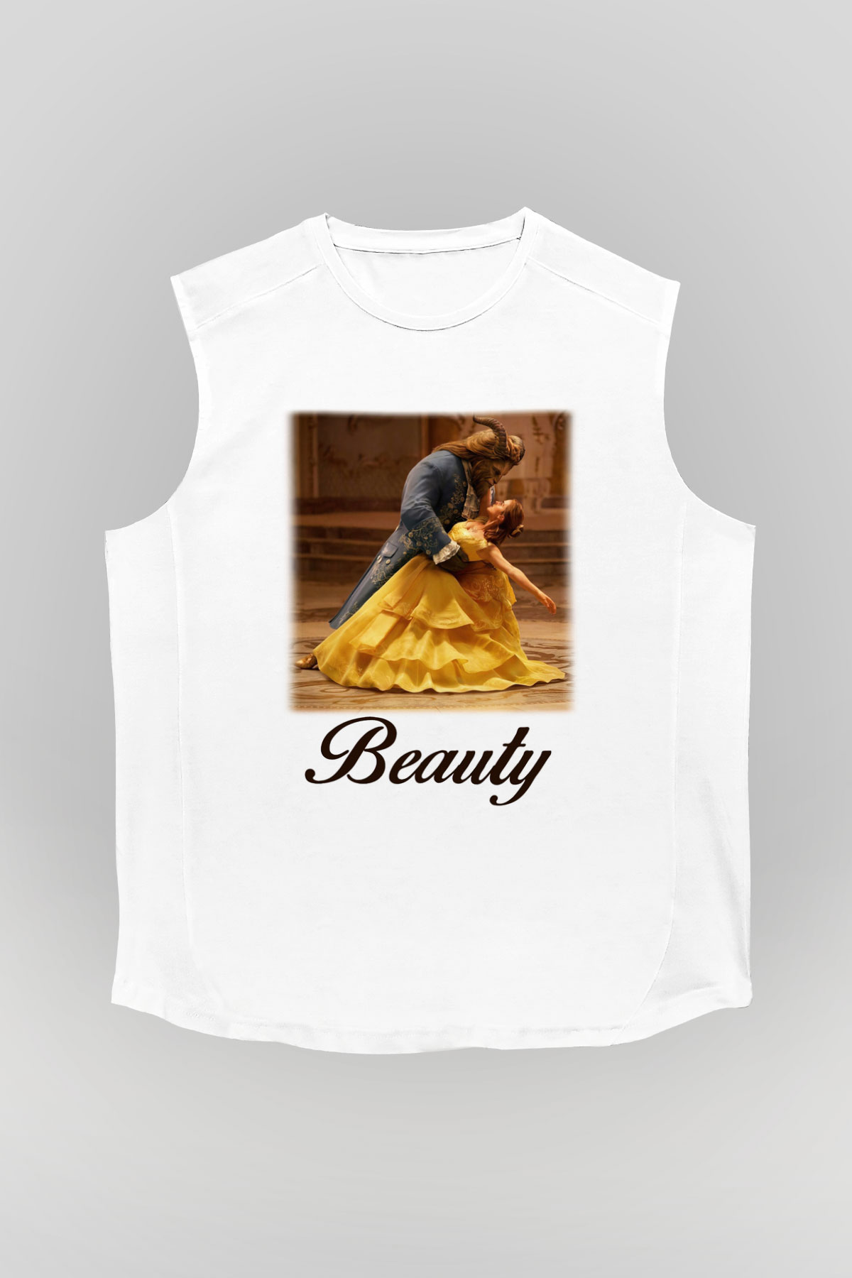 Beauty and the Beast Beyaz Unisex Kolsuz Tişört