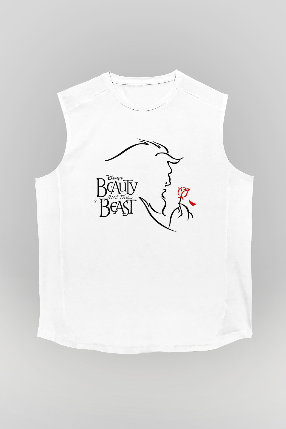 Beauty and the Beast Beyaz Unisex Kolsuz Tişört