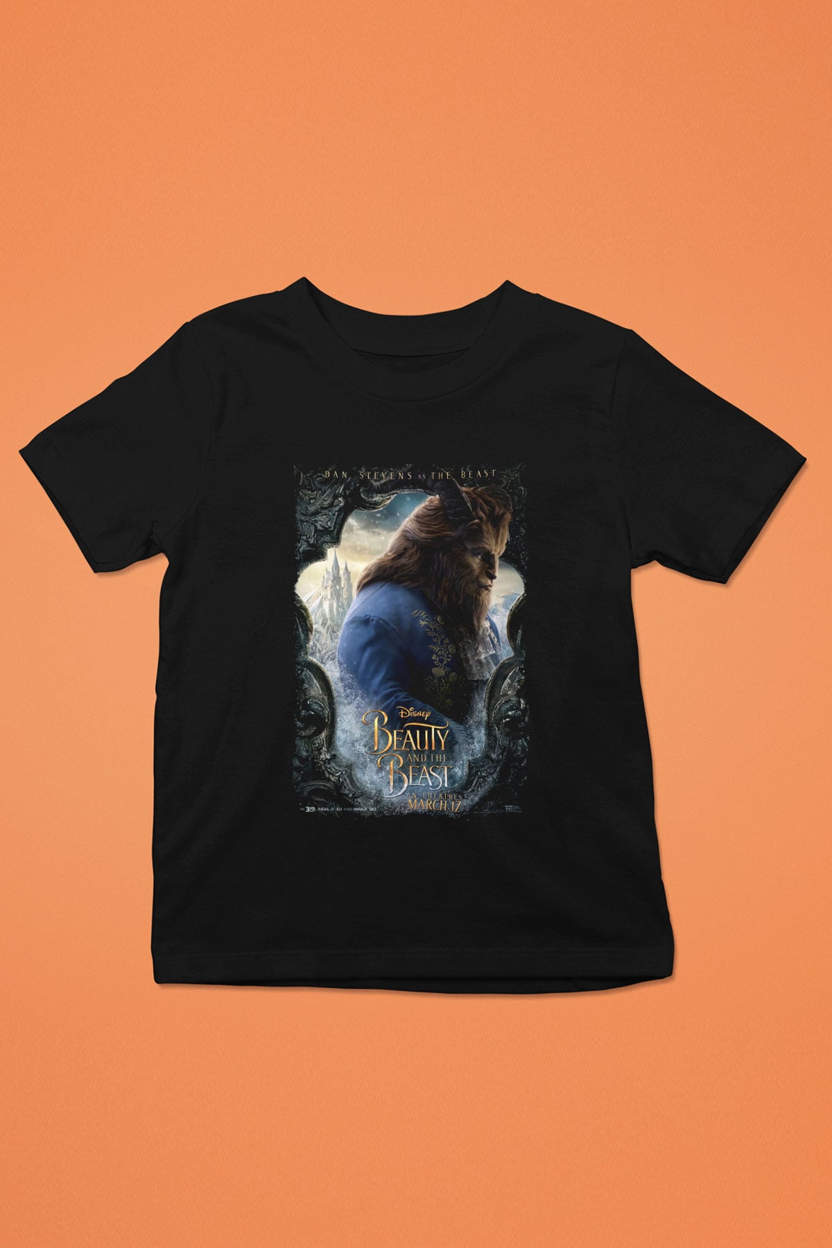 Beauty and the Beast Siyah Unisex Çocuk Tişört