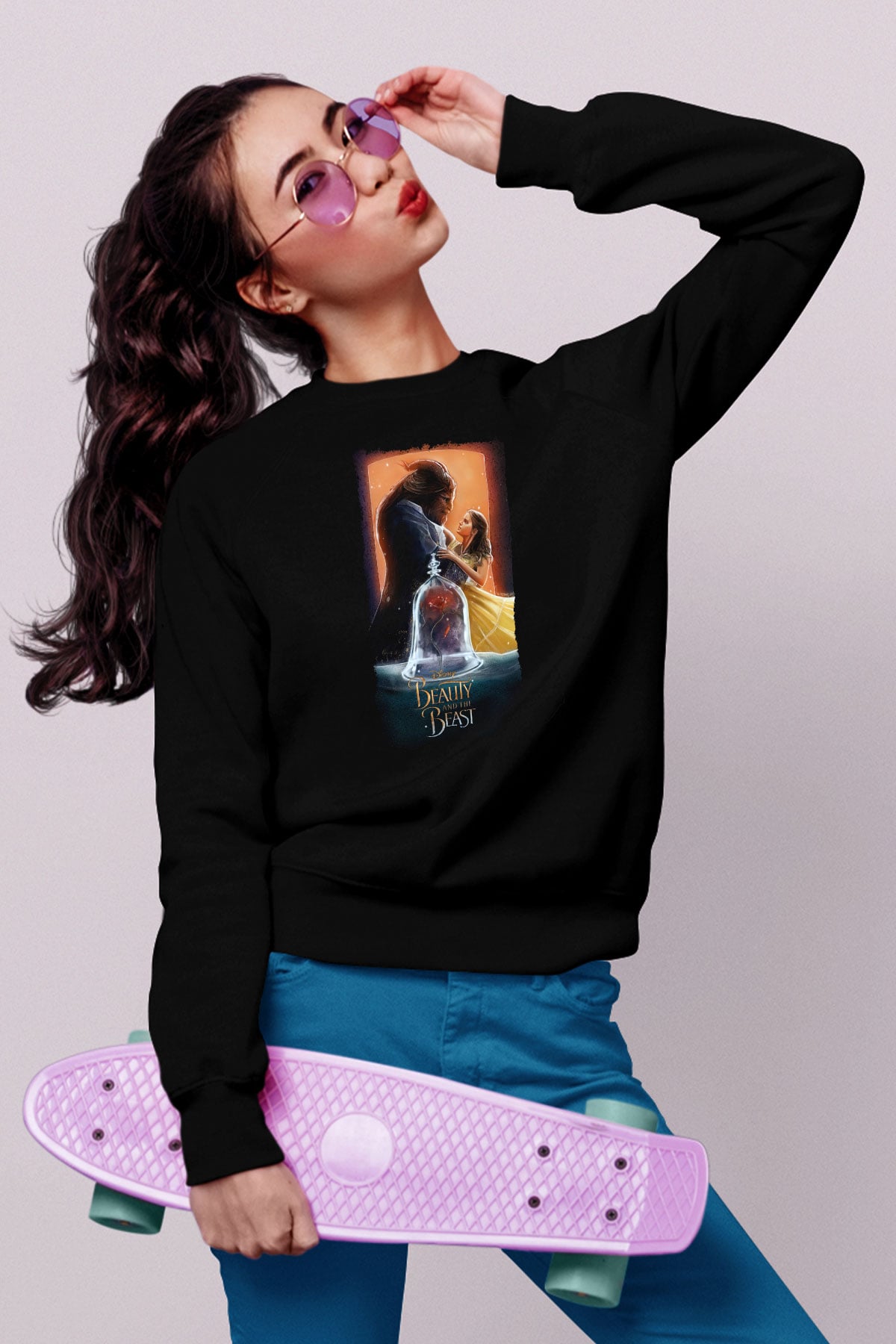 Beauty and the Beast Siyah Unisex Sweatshirt