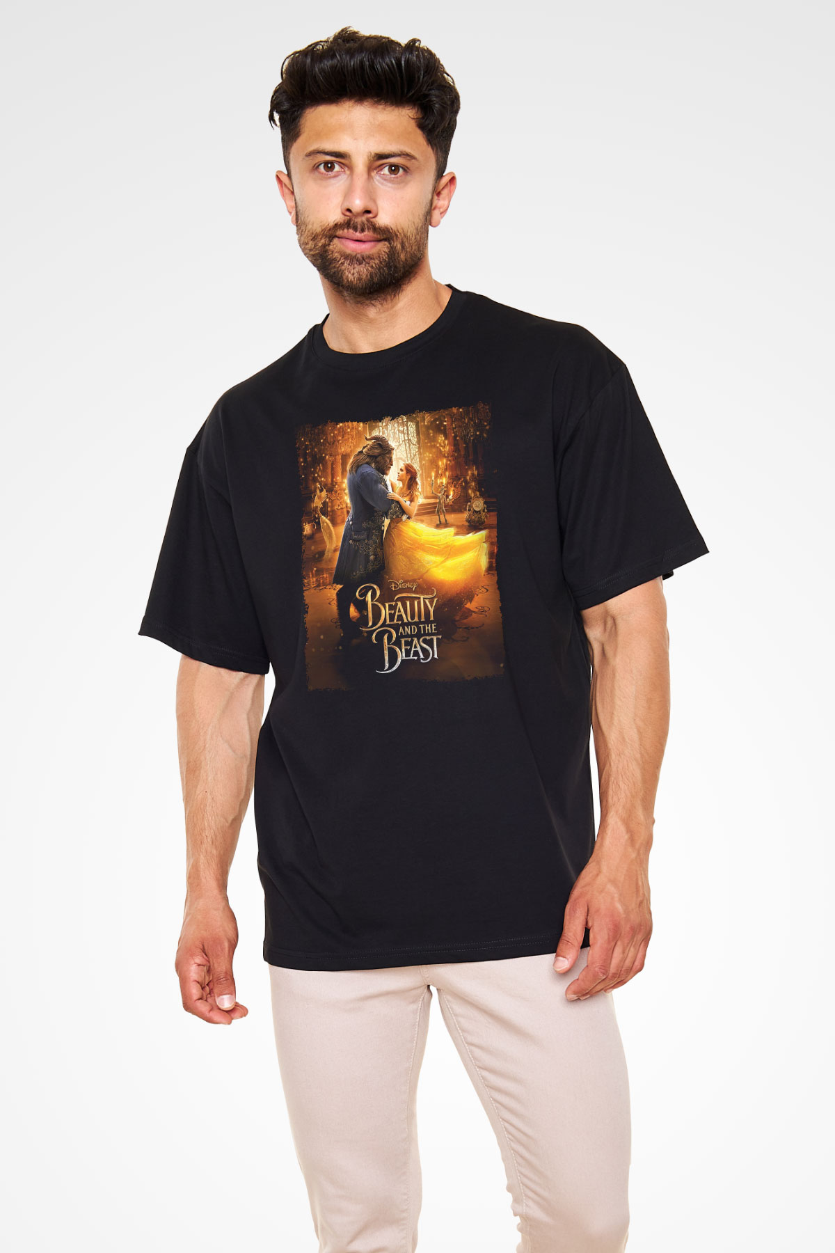 Beauty and the Beast Siyah Oversize Tişört Oversize T-shirt