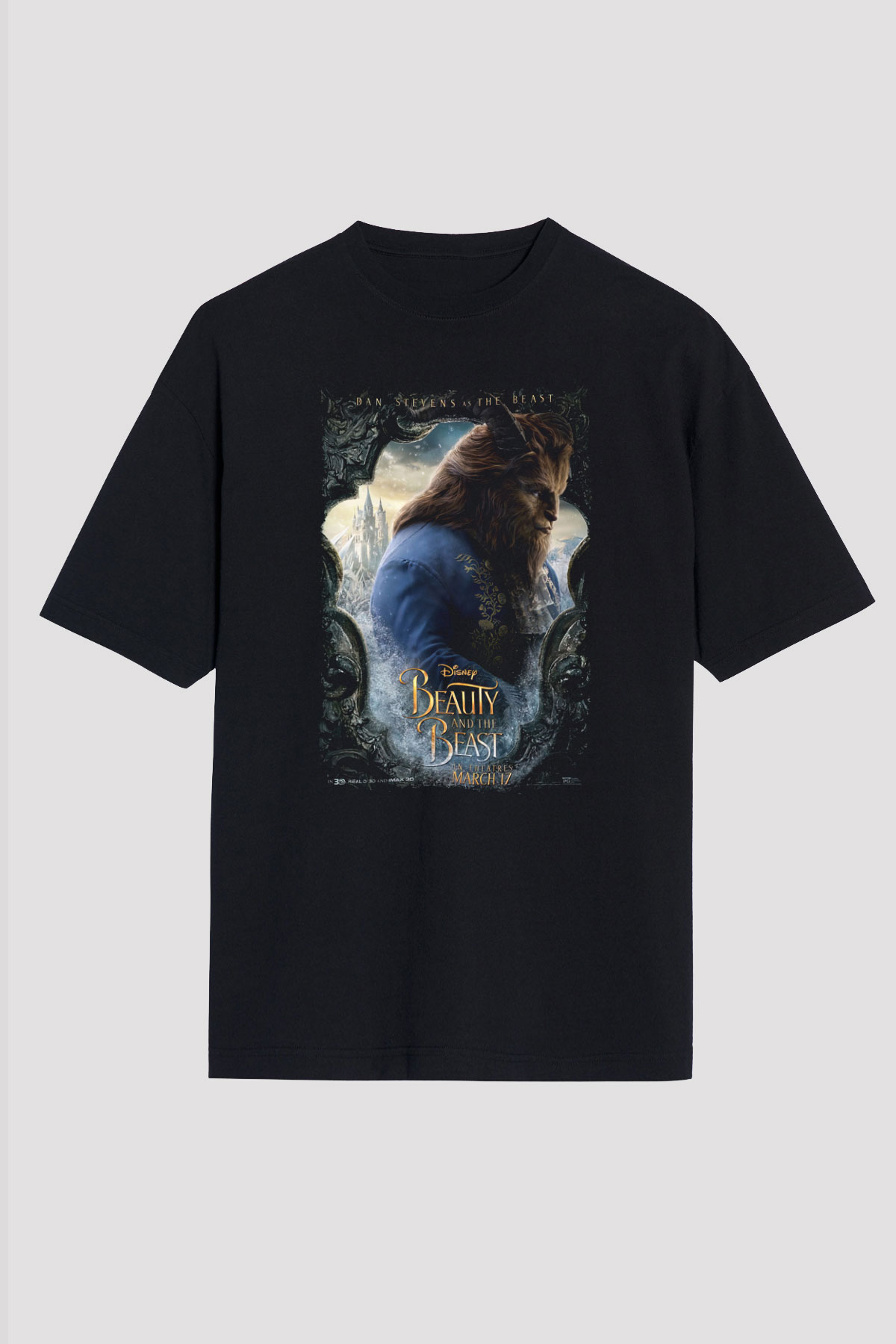 Beauty and the Beast Siyah Oversize Tişört Oversize T-shirt