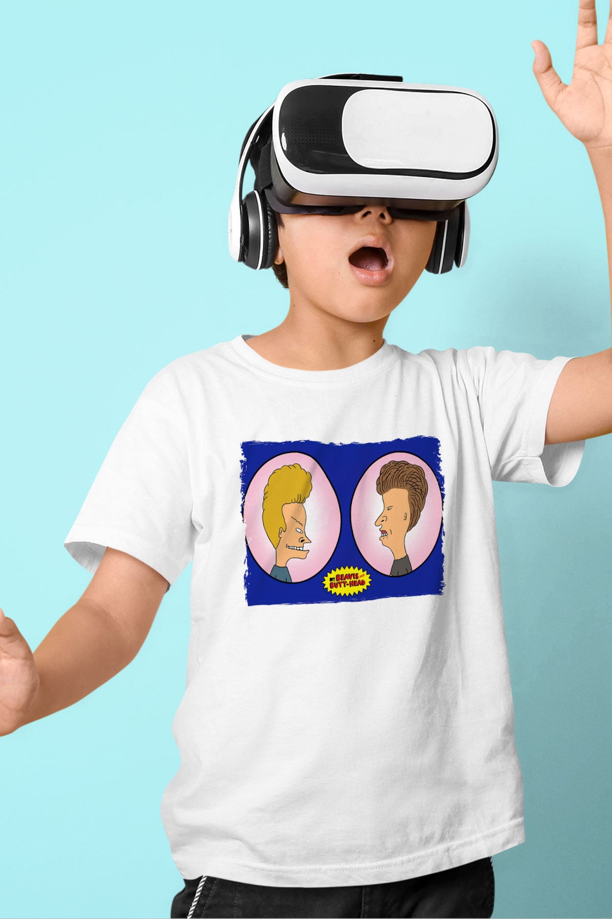 Beavis and Butt-head Beyaz Unisex Çocuk Tişört