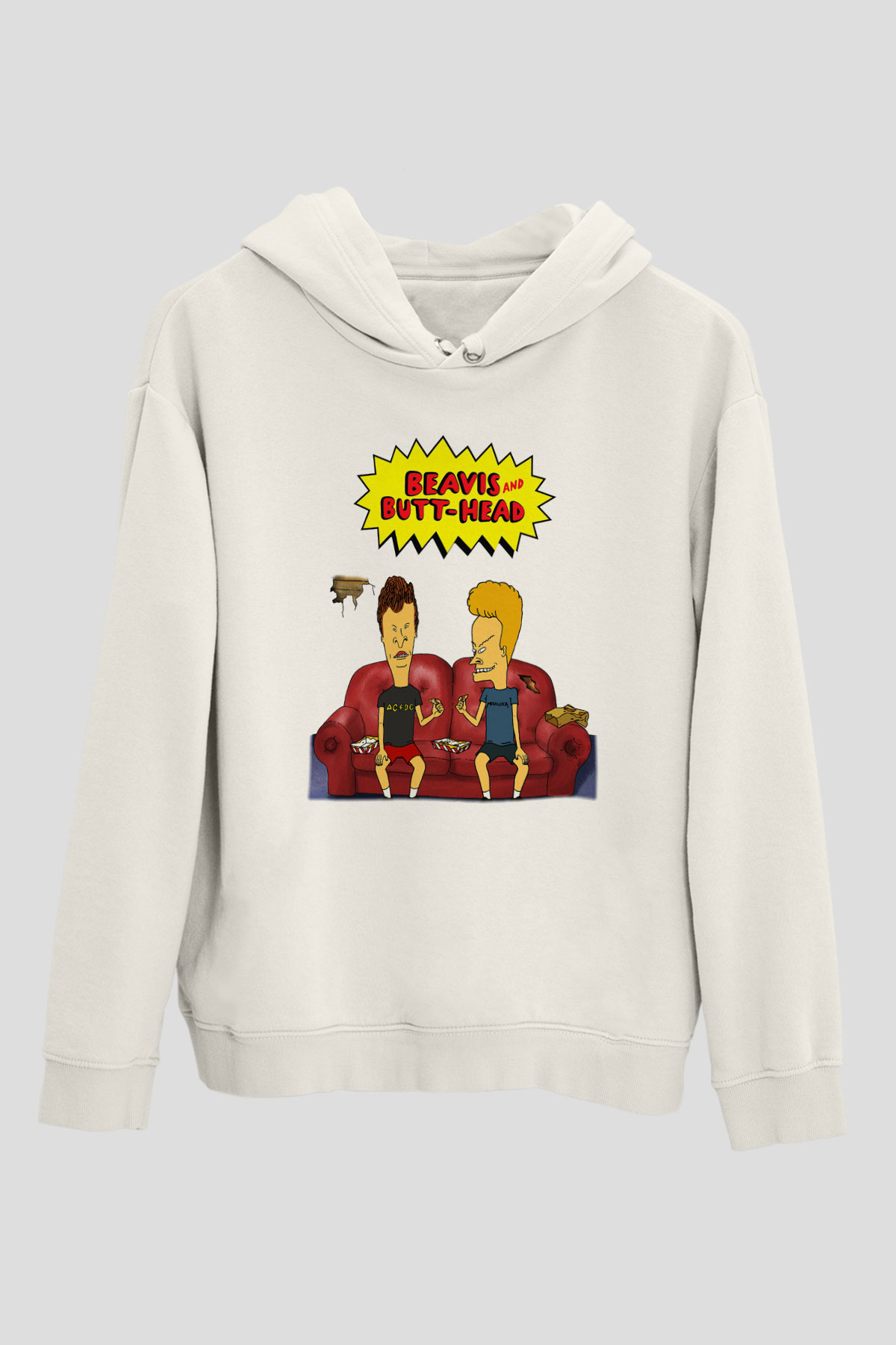 Beavis and Butt-head Beyaz Unisex Kapşonlu Sweatshirt
