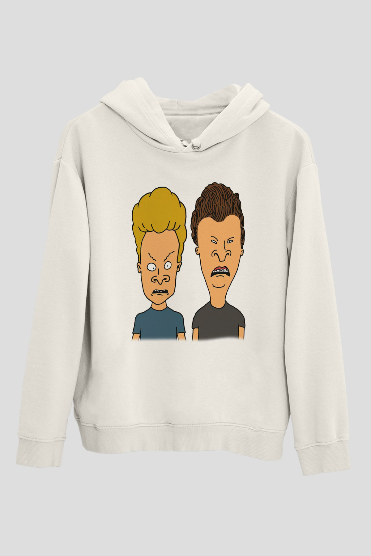 Beavis and Butt-head Beyaz Unisex Kapşonlu Sweatshirt
