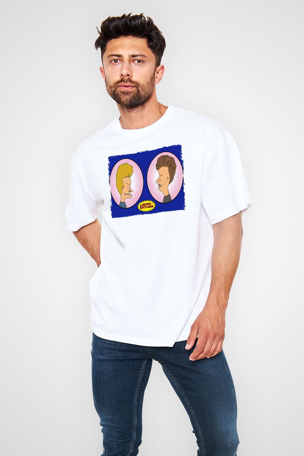 Beavis and Butt-head Beyaz Oversize Tişört Oversize T-shirt