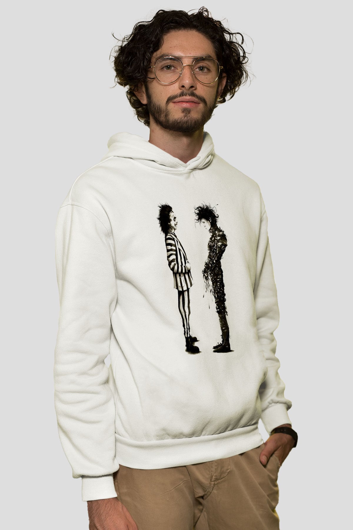 Beetlejuice Beterböcek Beyaz Unisex Kapşonlu Sweatshirt