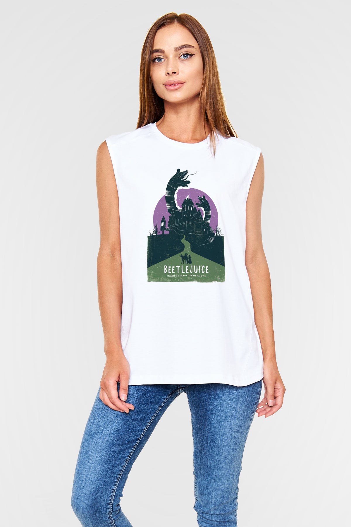 Beetlejuice Beterböcek Beyaz Unisex Kolsuz Tişört