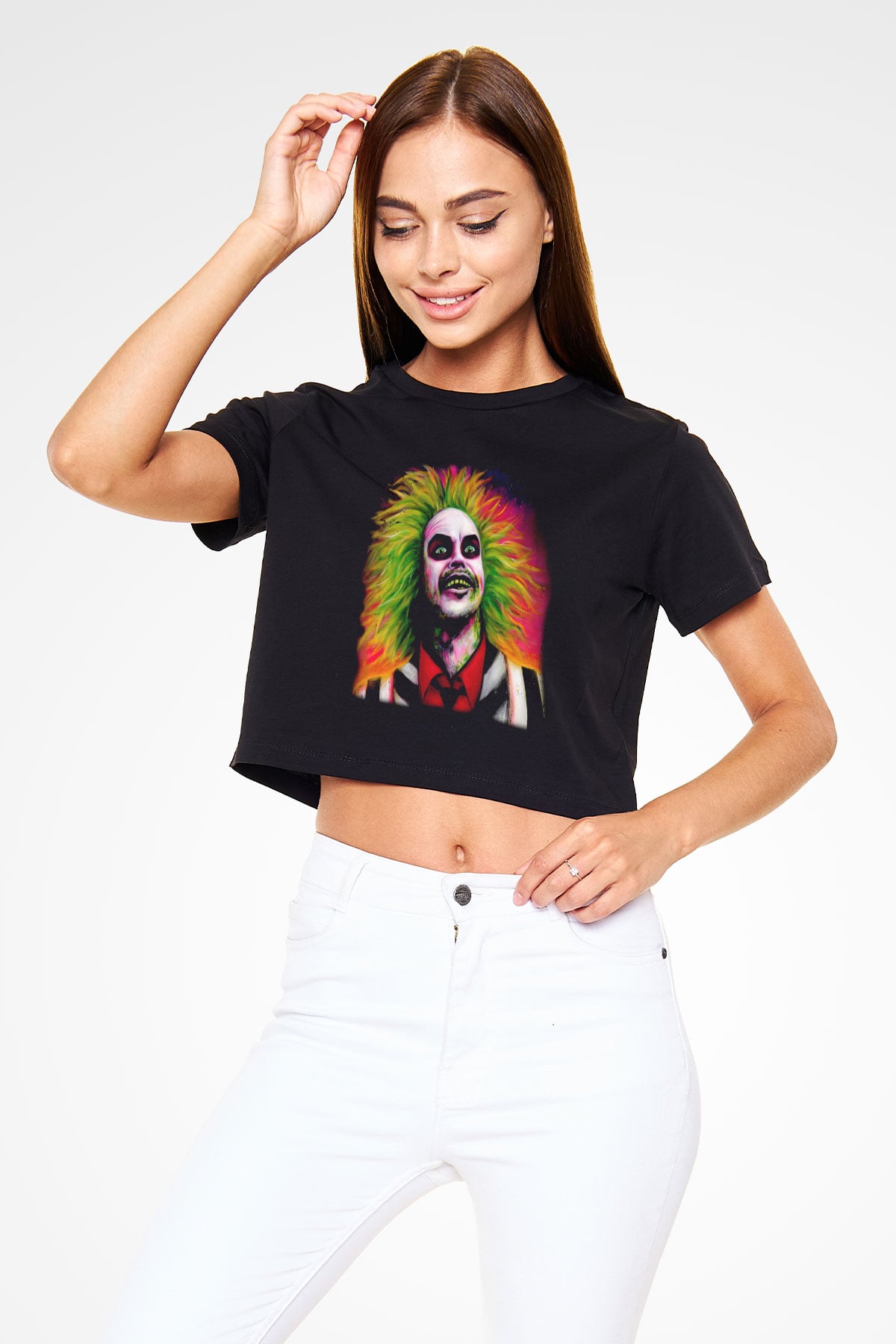 Beetlejuice Beterböcek Siyah Crop Top Tişört
