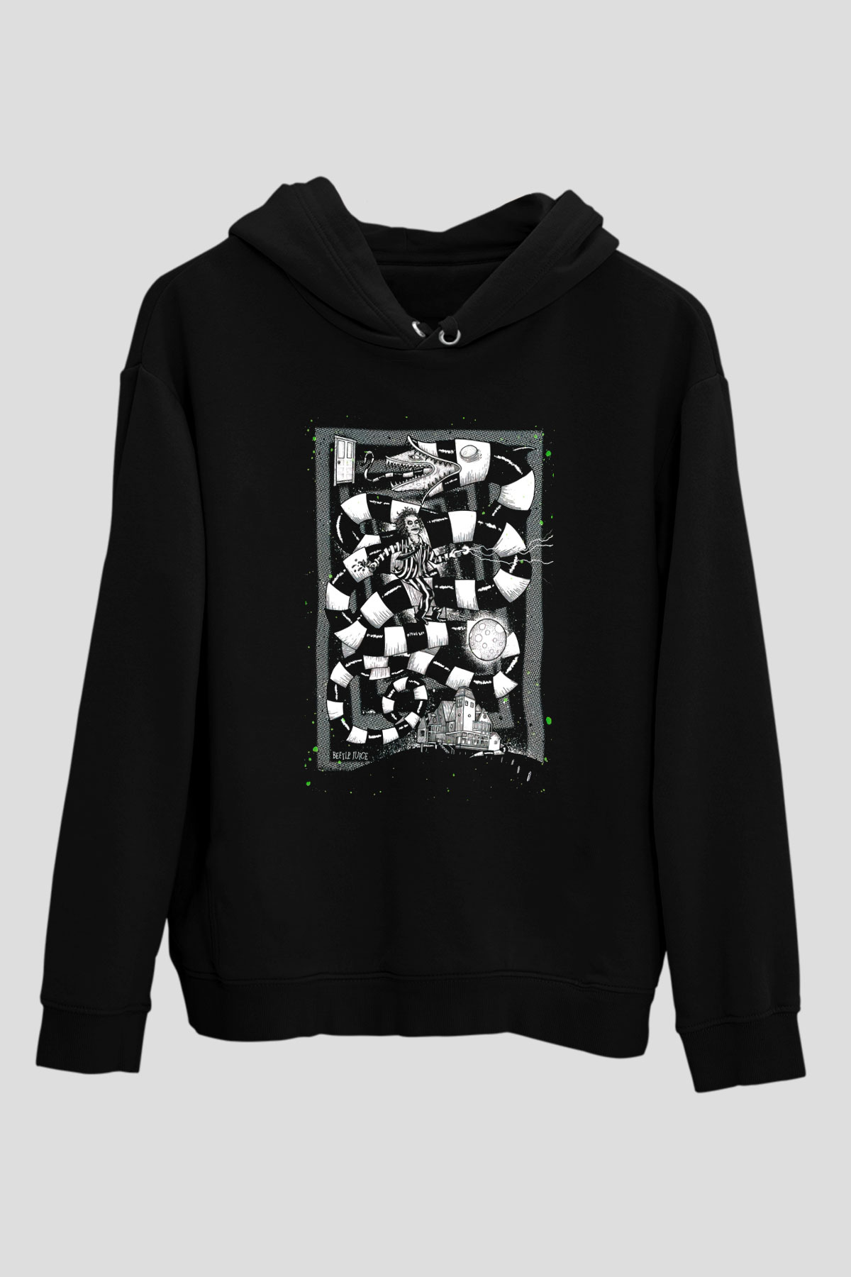 Beetlejuice Beterböcek Siyah Unisex Kapüşonlu Sweatshirt