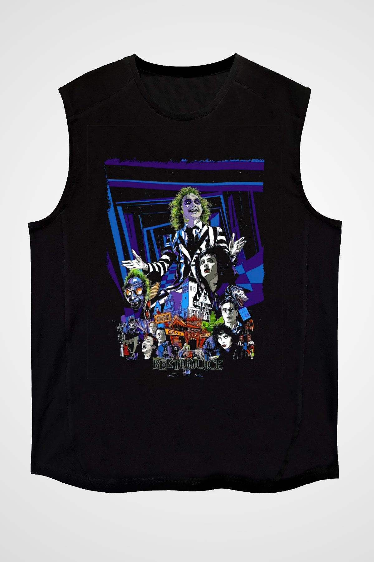 Beetlejuice Beterböcek Siyah Unisex  Kolsuz Tişört