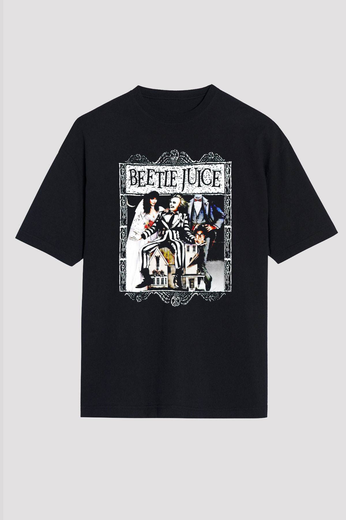 Beetlejuice Beterböcek Siyah Oversize Tişört