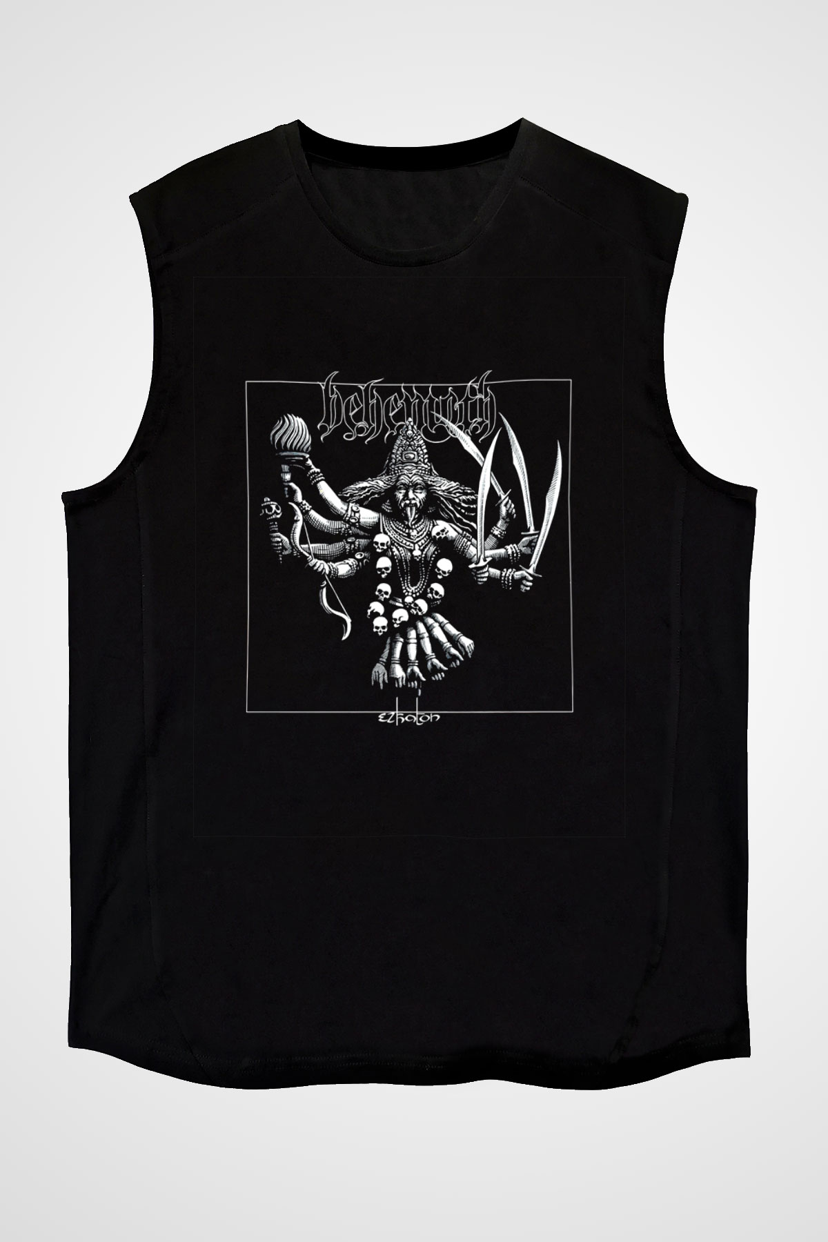 Behemoth Baskılı Unisex Siyah Kolsuz Tişört