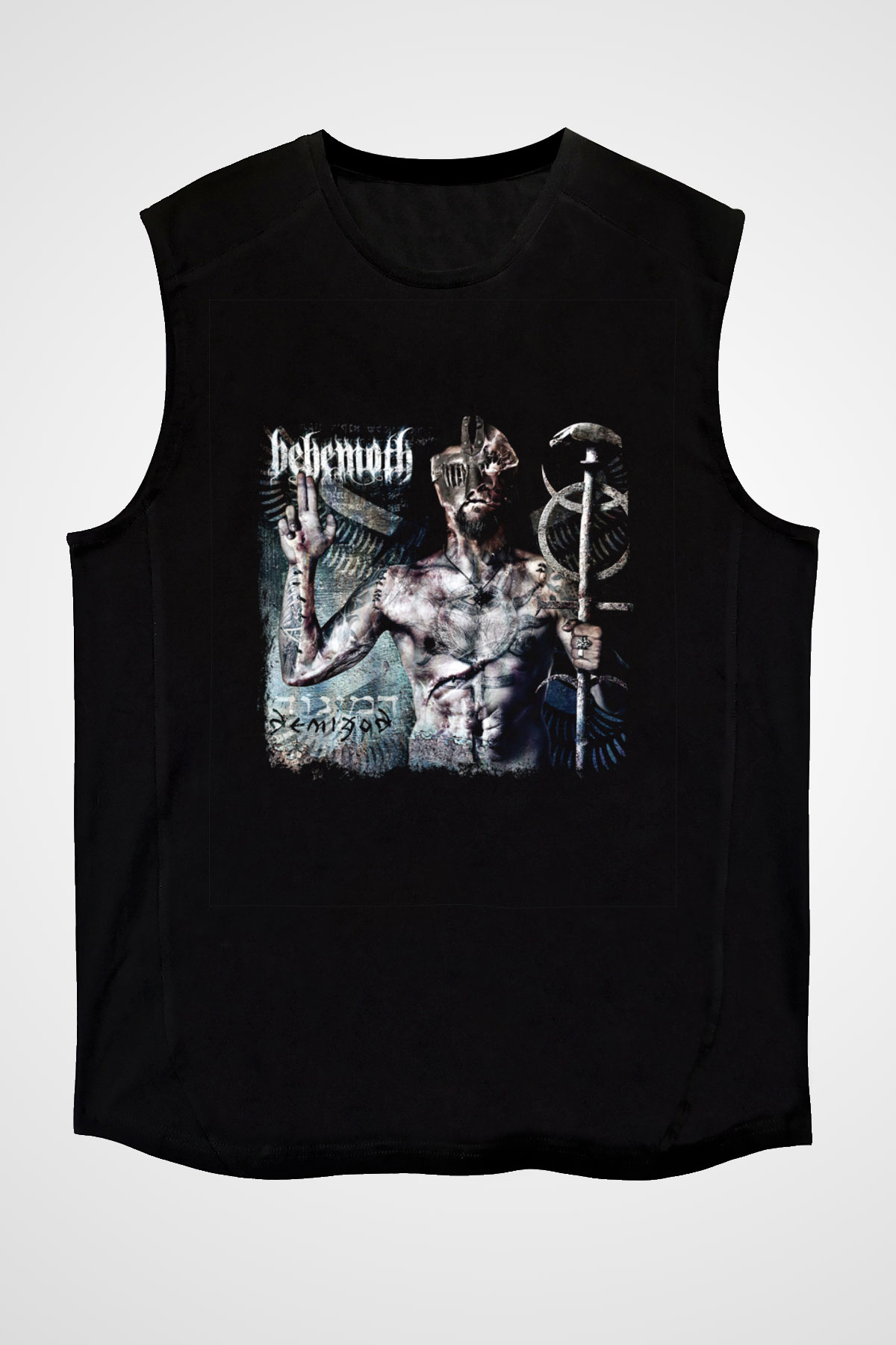 Behemoth Baskılı Unisex Siyah Kolsuz Tişört