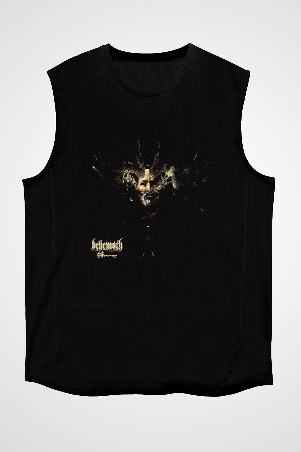 Behemoth Baskılı Unisex Siyah Kolsuz Tişört