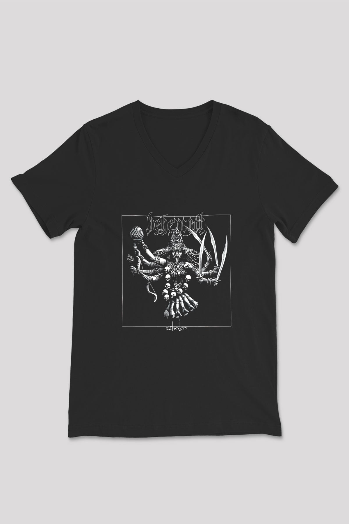 Behemoth Baskılı Unisex Siyah V Yaka Tişört