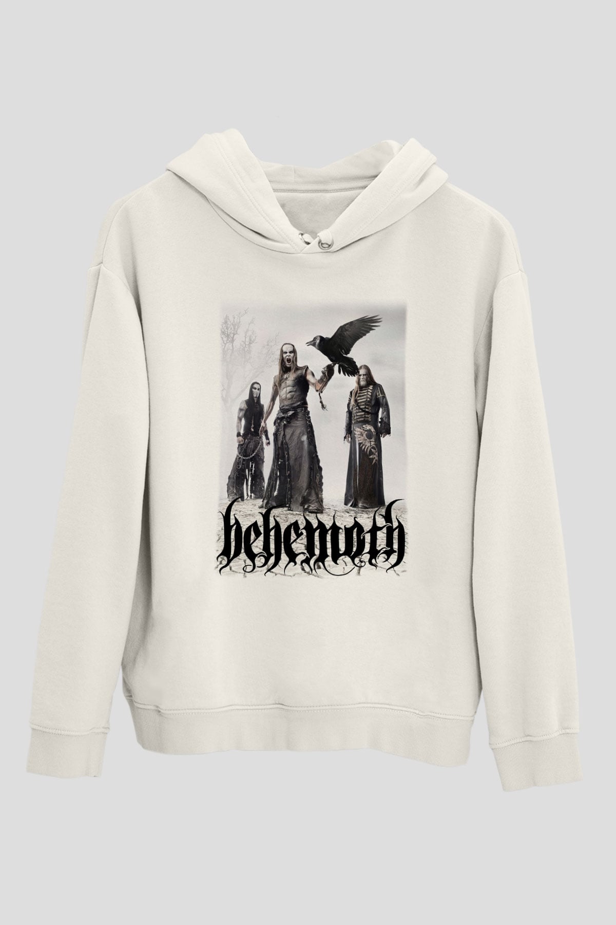 Behemoth Beyaz Unisex Kapşonlu Sweatshirt