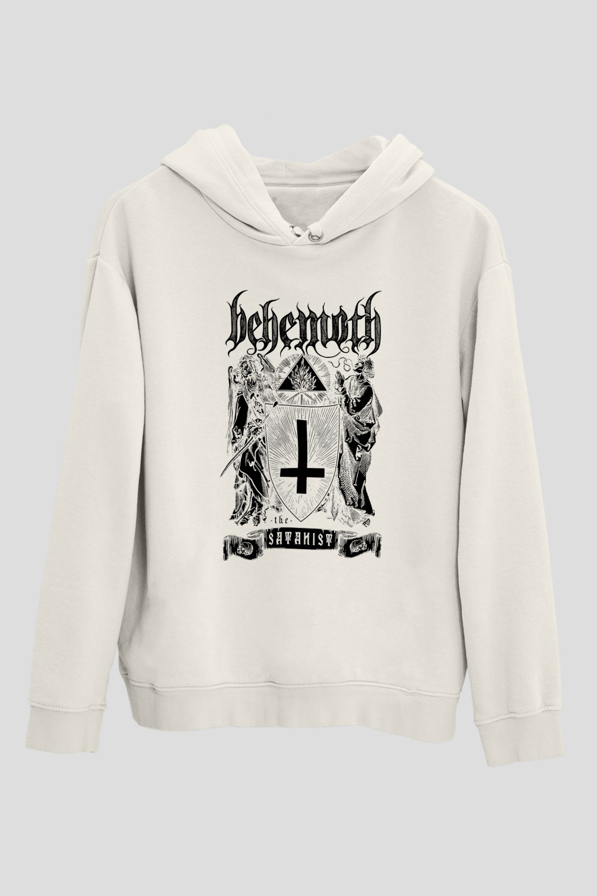 Behemoth Beyaz Unisex Kapşonlu Sweatshirt