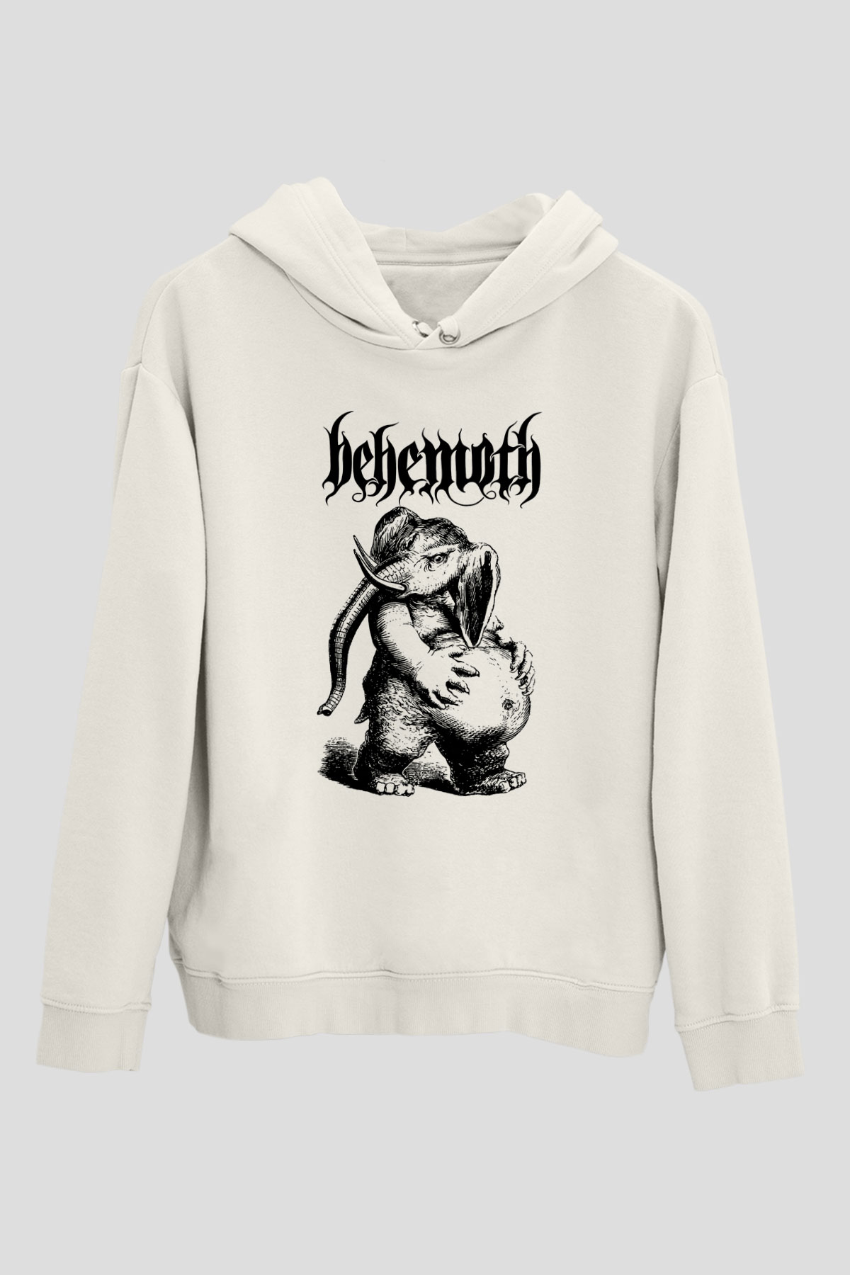 Behemoth Beyaz Unisex Kapüşonlu Sweatshirt