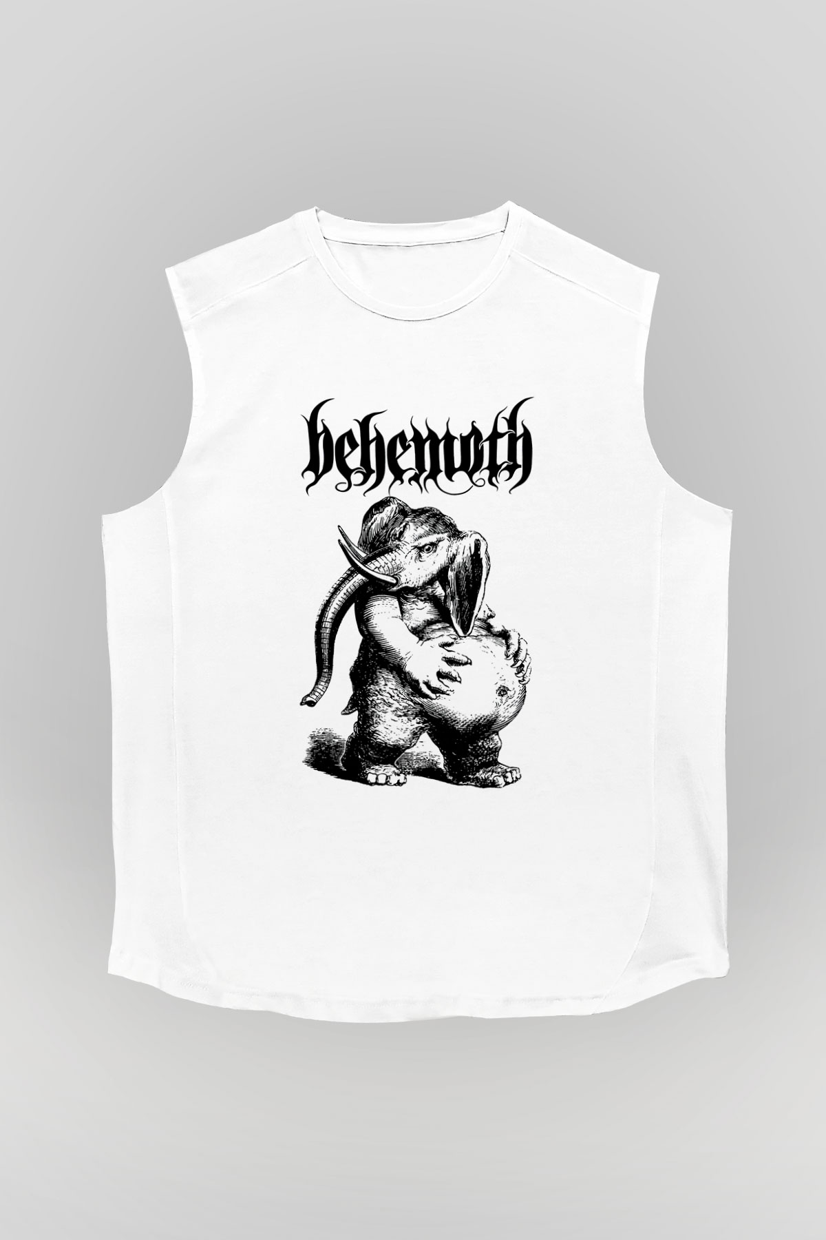 Behemoth Beyaz Unisex Kolsuz Tişört